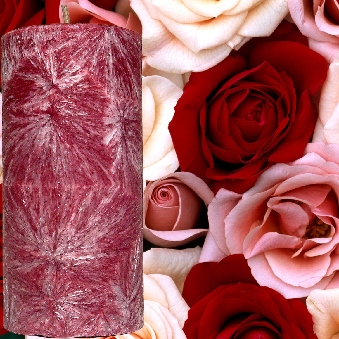 Fresh Roses Scented Palm Wax Pillar Candle Hand Poured