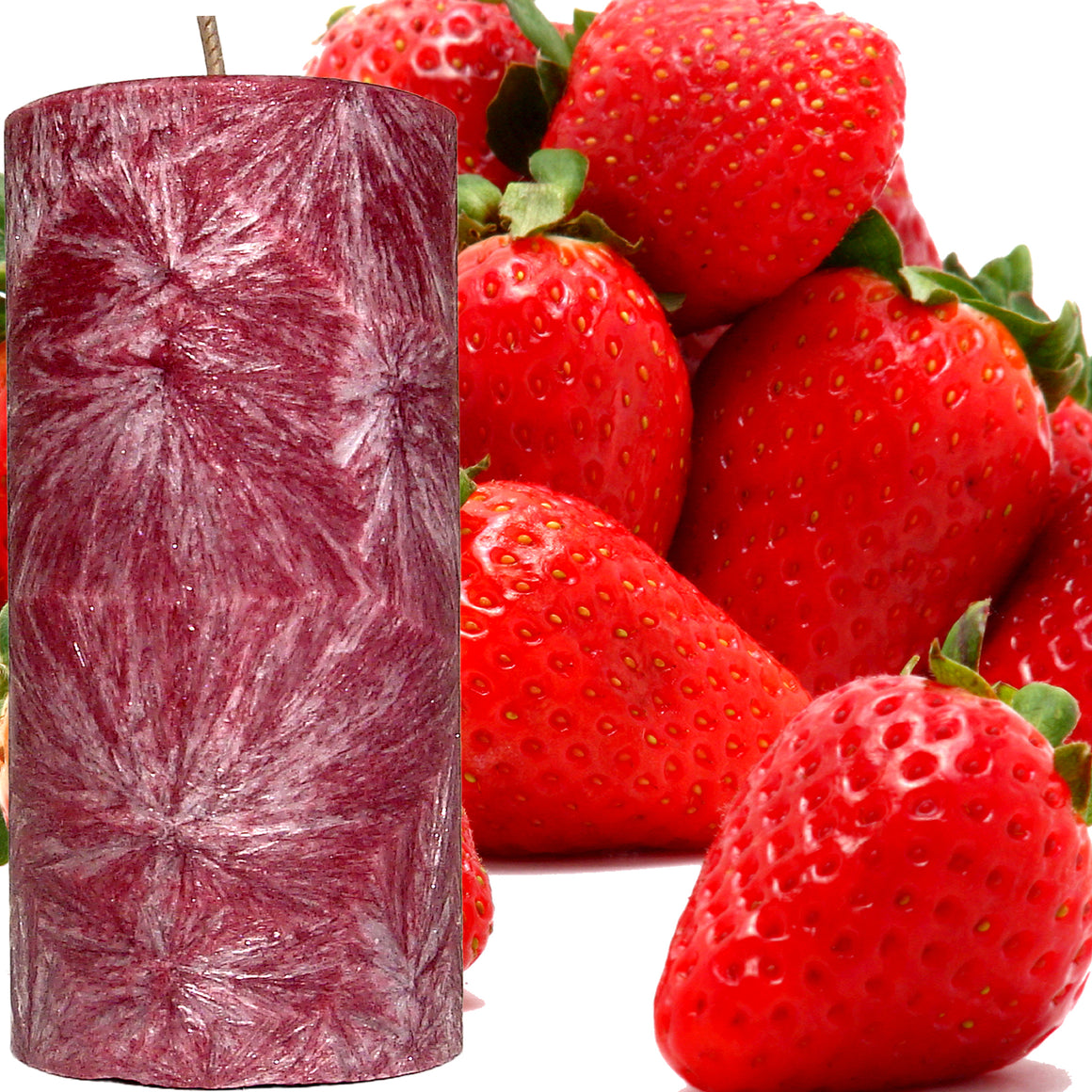 Fresh Strawberries Scented Palm Wax Pillar Candle Hand Poured