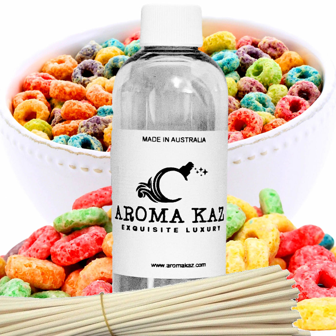 Fruity Rings Cereal Diffuser Fragrance Oil with Reeds – Vegan Cruelty-Free Home Aroma