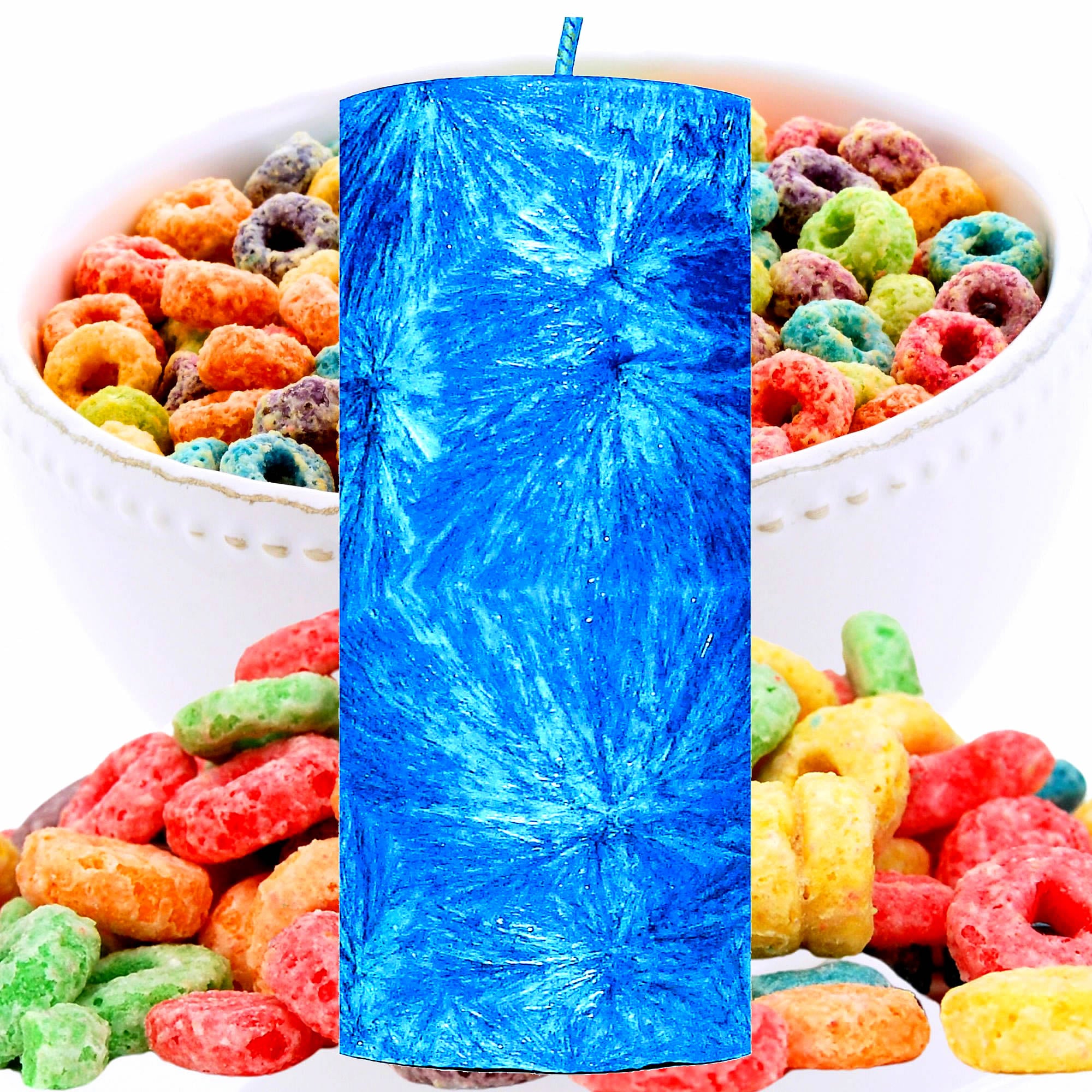 Fruity Rings Cereal Pillar Candle – Plant-Based, Eco-Friendly, Vegan, Cruelty Free