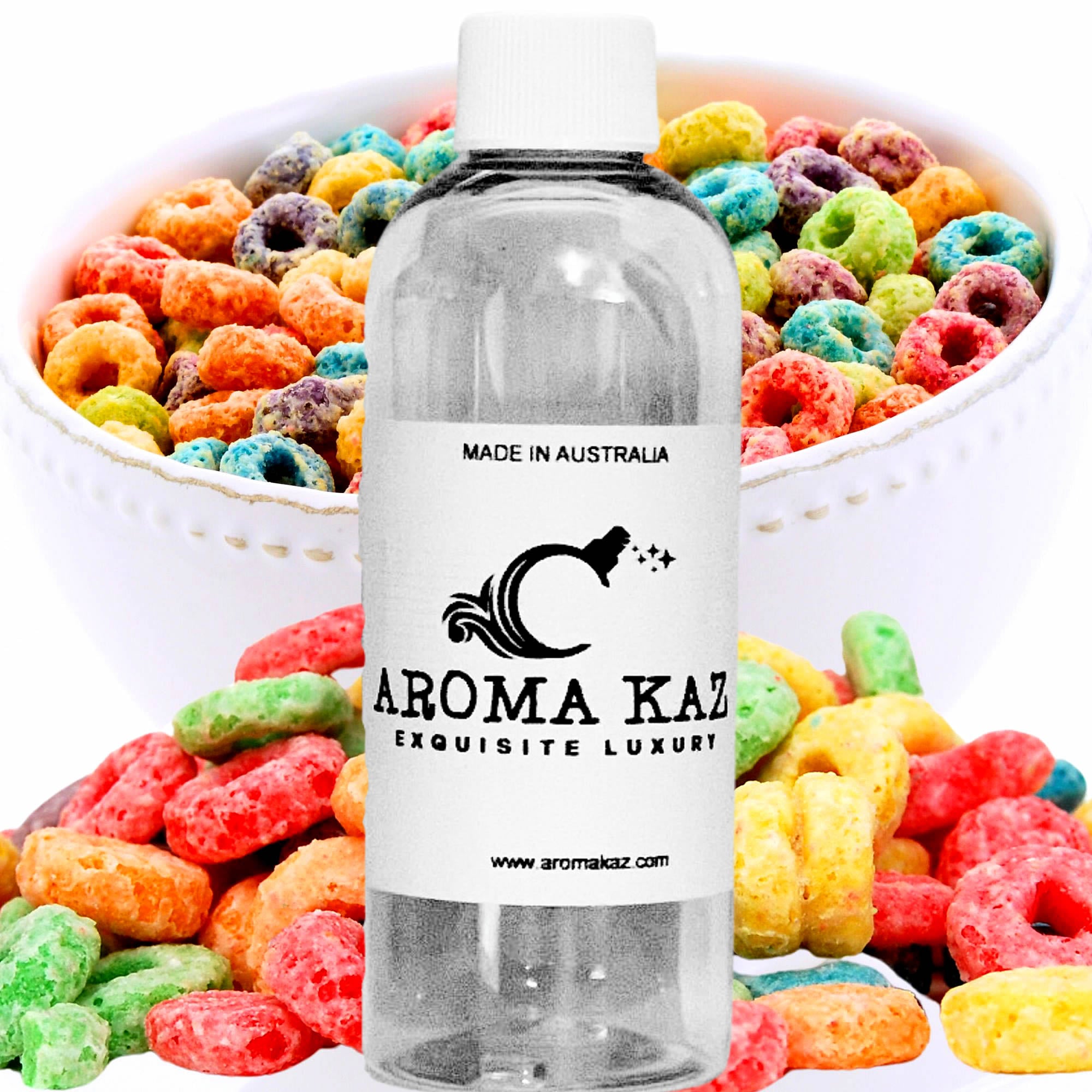 Fruity Rings Cereal fragrance oil for candle making, soap making and perfume blending – vegan, cruelty-free featuring sweet fruity cereal aroma, handmade in Australia.