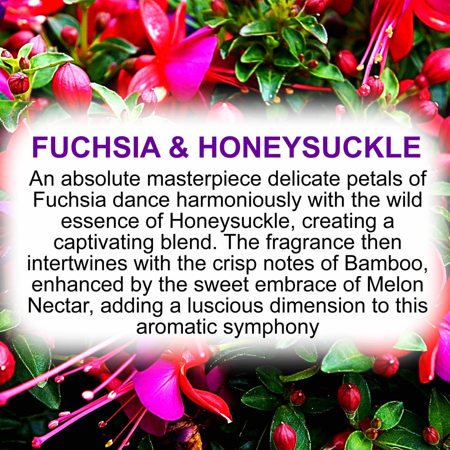 Fuchsia & Honeysuckle Body Massage Oil – vegan, cruelty-free, plant-based hydrating oil with bright floral fuchsia and sweet honeysuckle, handmade in Australia.