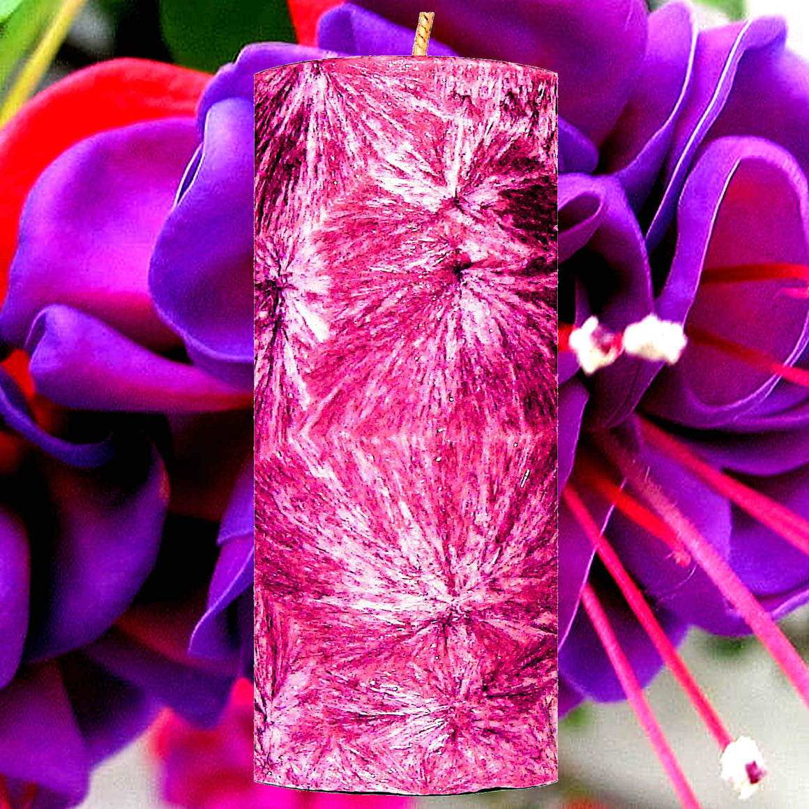Fuchsia & Honeysuckle Pillar Candle – Plant-Based, Eco-Friendly, Vegan, Cruelty Free