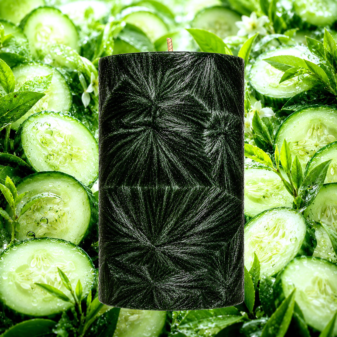 Green Tea & Cucumber Pillar Candle