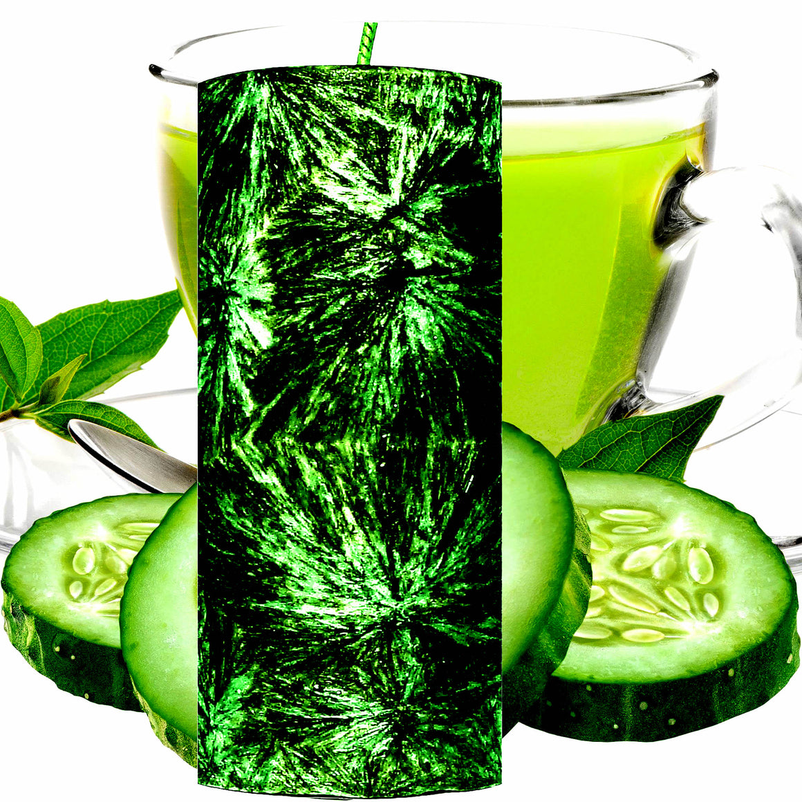 Green Tea & Cucumber Pillar Candle – Plant-Based, Eco-Friendly, Vegan, Cruelty Free