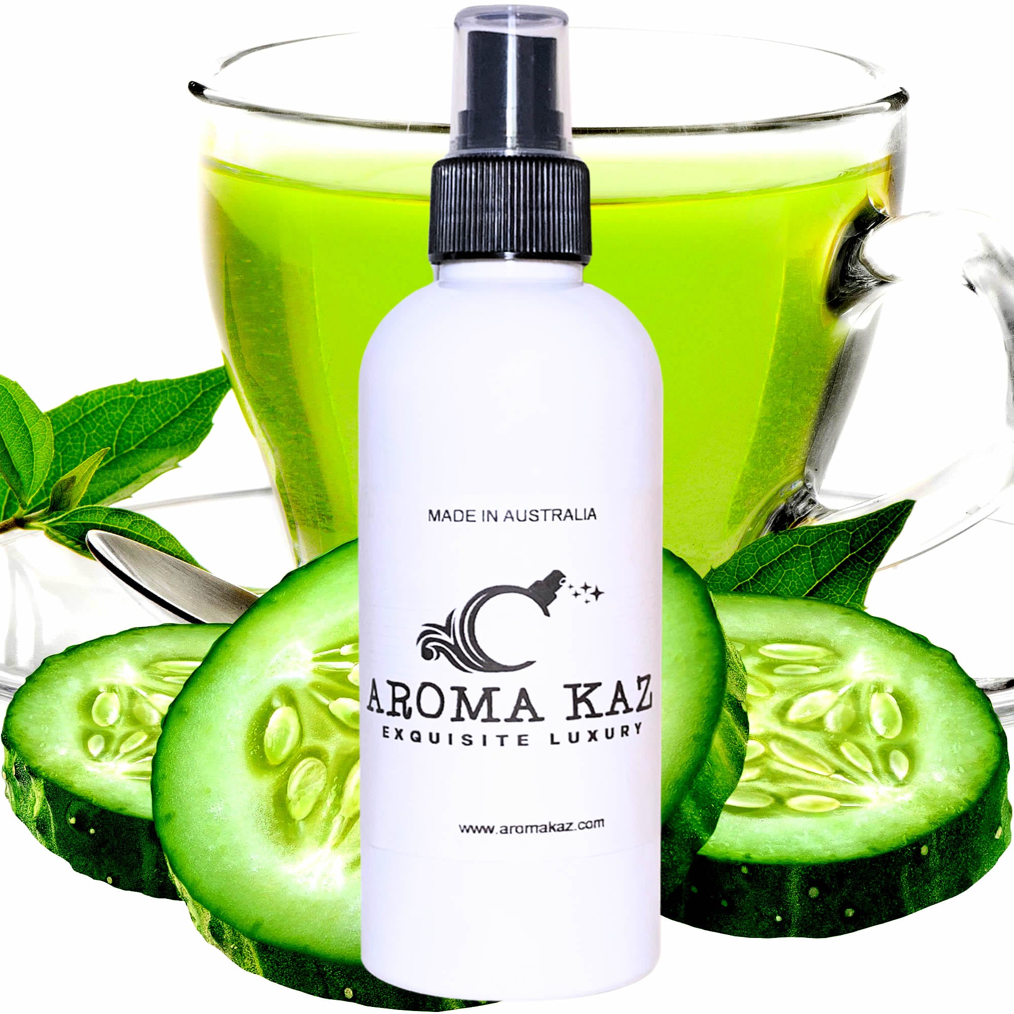 Green Tea & Cucumber Body Spray Mist – vegan, cruelty-free body spray featuring refreshing cucumber and calming green tea, handmade in Australia.