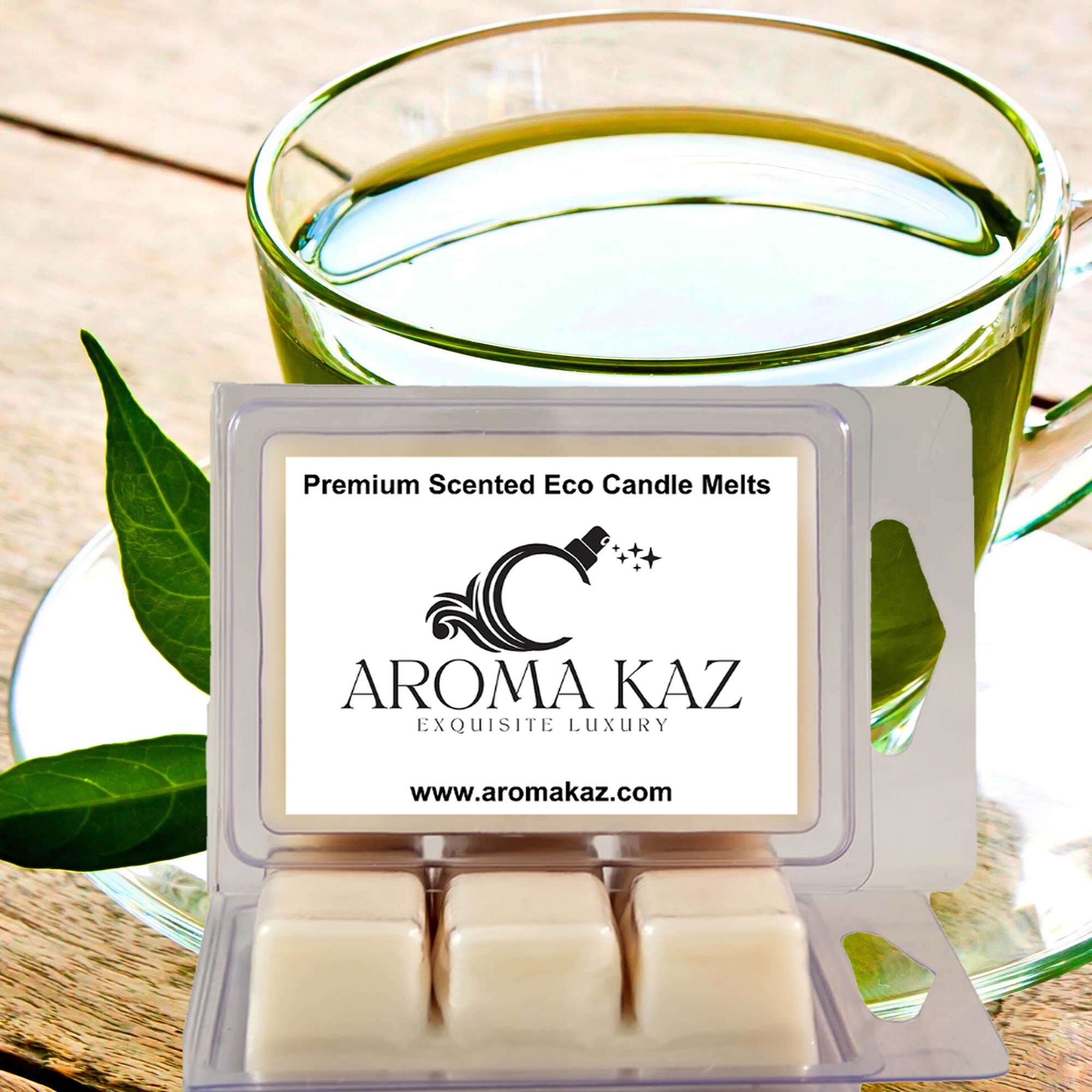 Green Tea eco soy wax melts – vegan, cruelty-free featuring soothing fresh green tea aroma, handmade in Australia.