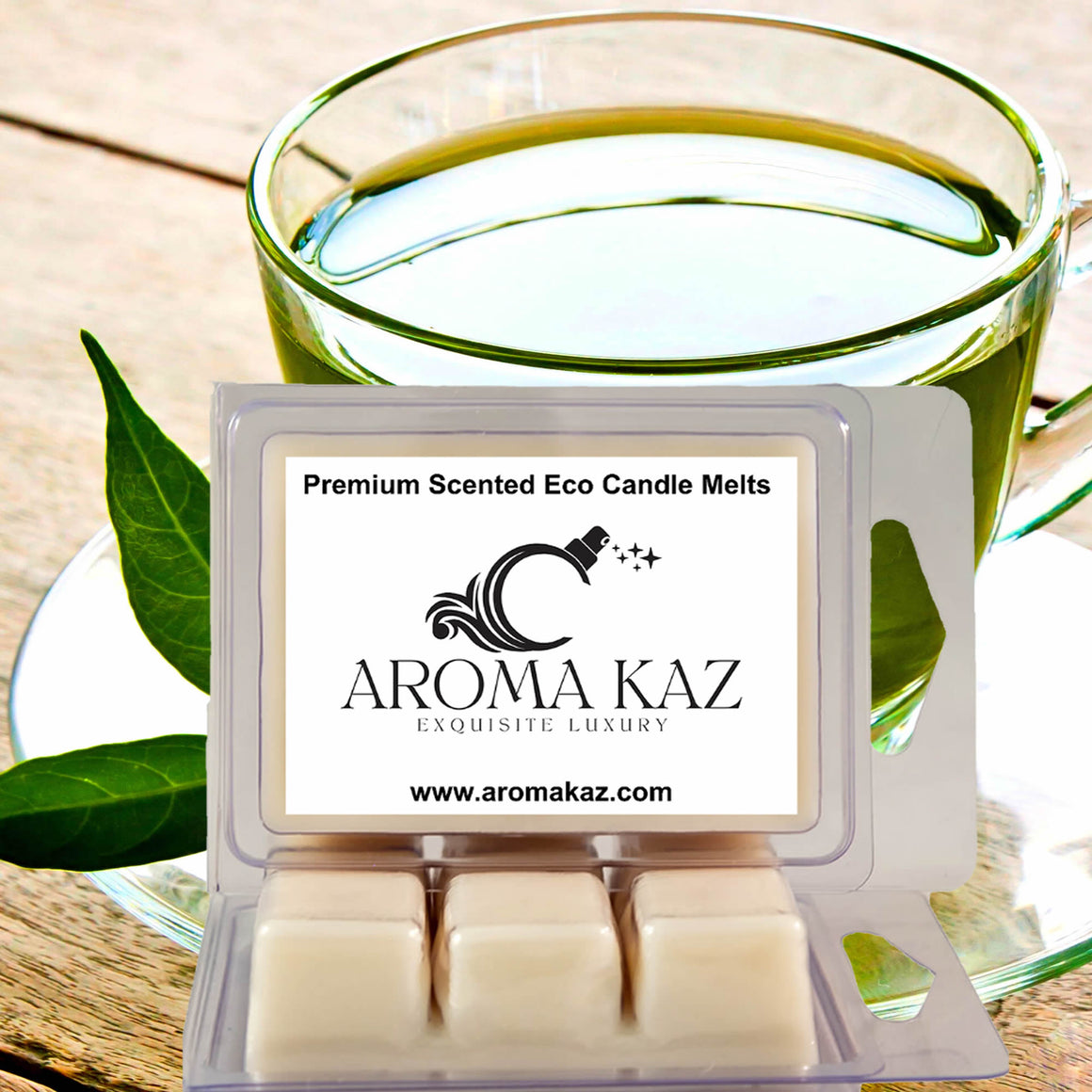 Green Tea eco soy wax melts – vegan, cruelty-free featuring soothing fresh green tea aroma, handmade in Australia.