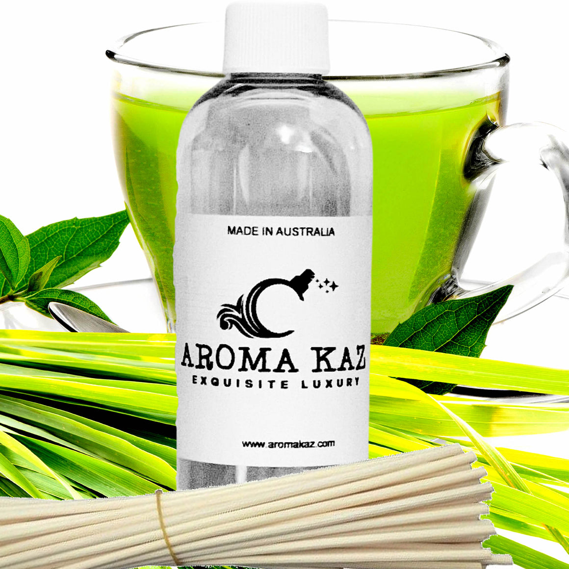 Green Tea & Lemongrass Diffuser Fragrance Oil with Reeds – Vegan Cruelty-Free Home Aroma