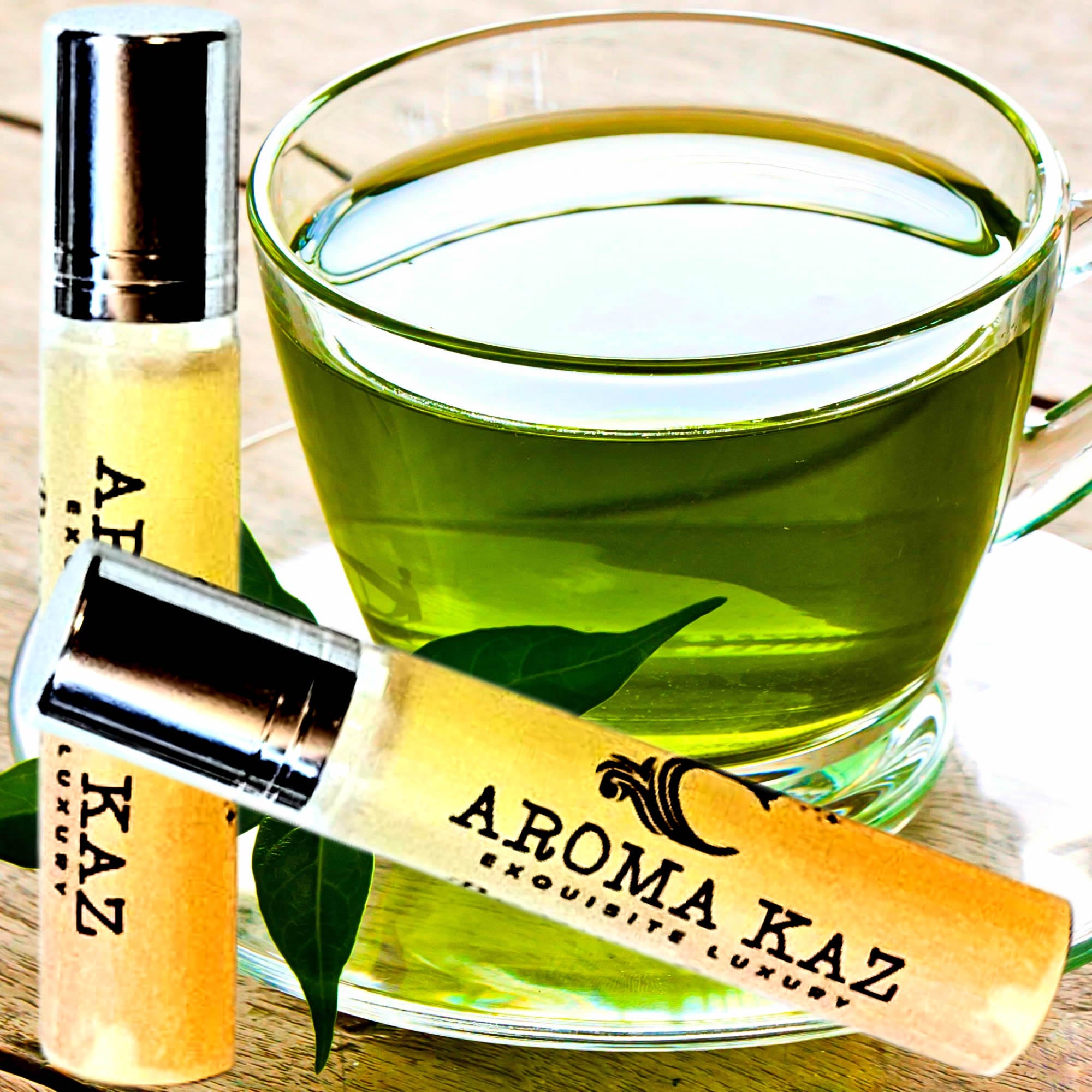 Green Tea Fragrance Roll On – vegan, cruelty-free perfume roll on featuring soothing fresh green tea aroma, handmade in Australia.