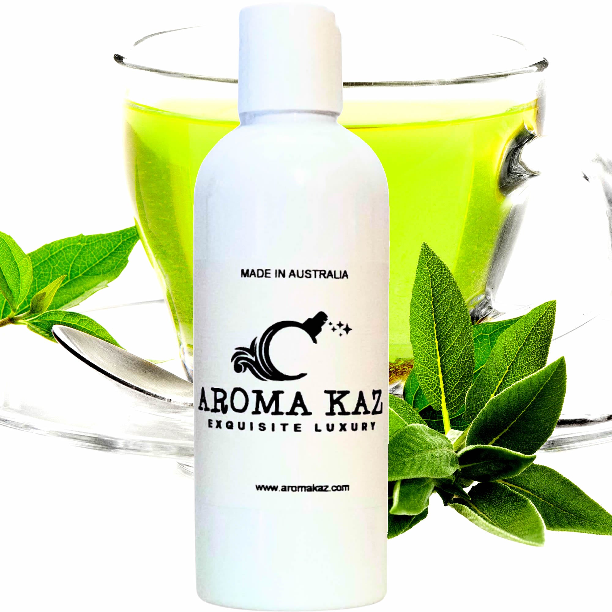 Green Tea & Wild Sage Body Massage Oil – vegan, cruelty-free, plant-based hydrating oil with herbal sage and soothing green tea notes, handmade in Australia.