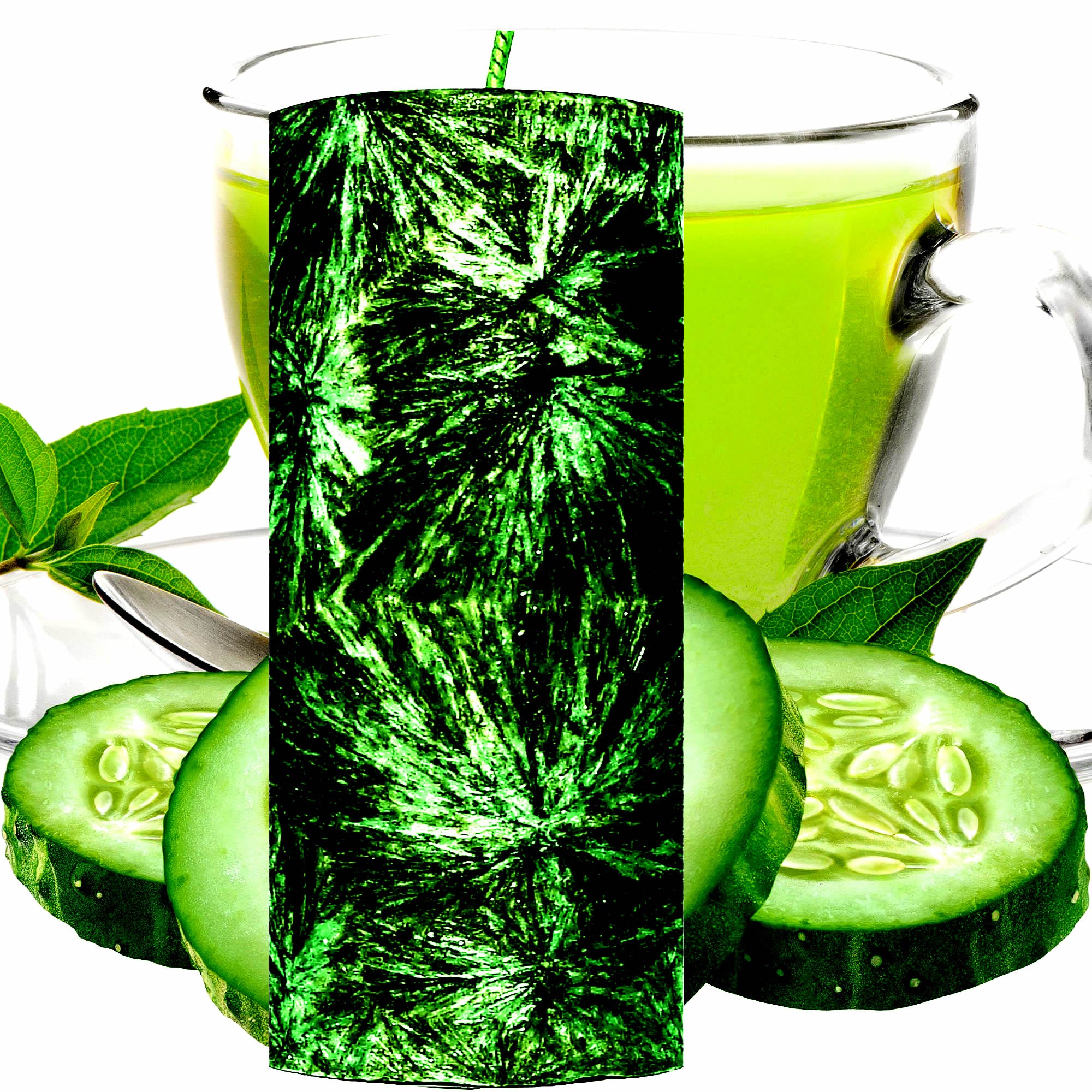 Green Tea & Cucumber Pillar Candle – Plant-Based, Eco-Friendly, Vegan, Cruelty Free