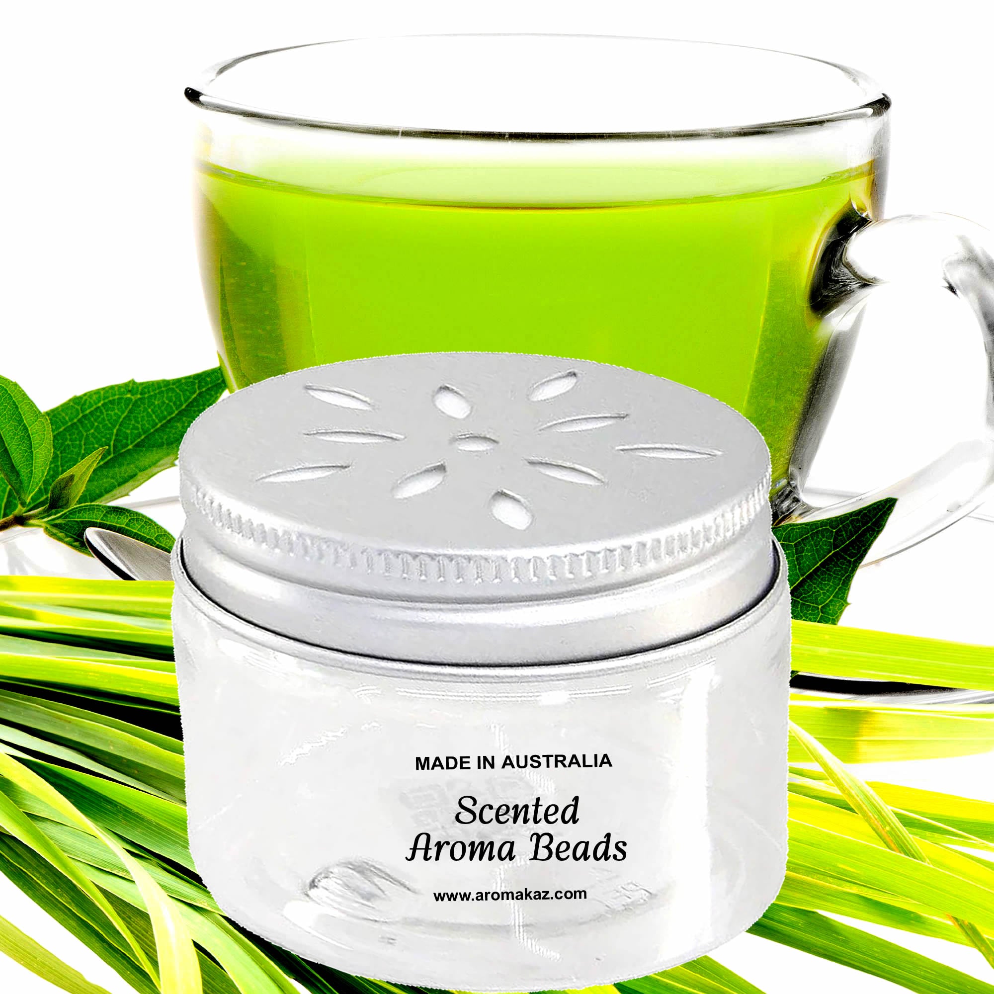 Green Tea & Lemongrass Air Freshener Aroma Beads - Room, Car, Pantry, Pet Areas, Linen