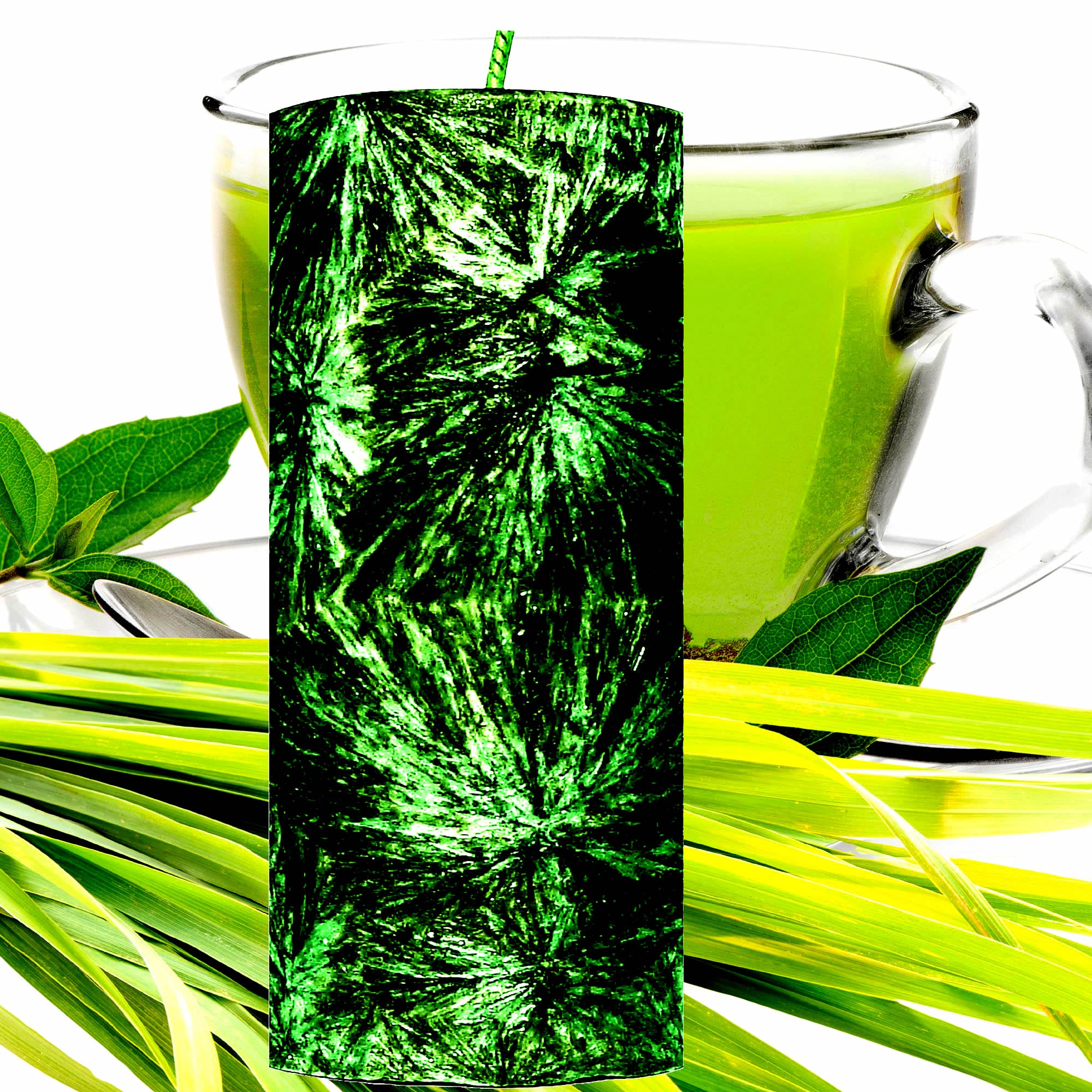 Green Tea & Lemongrass Pillar Candle – Plant-Based, Eco-Friendly, Vegan, Cruelty Free