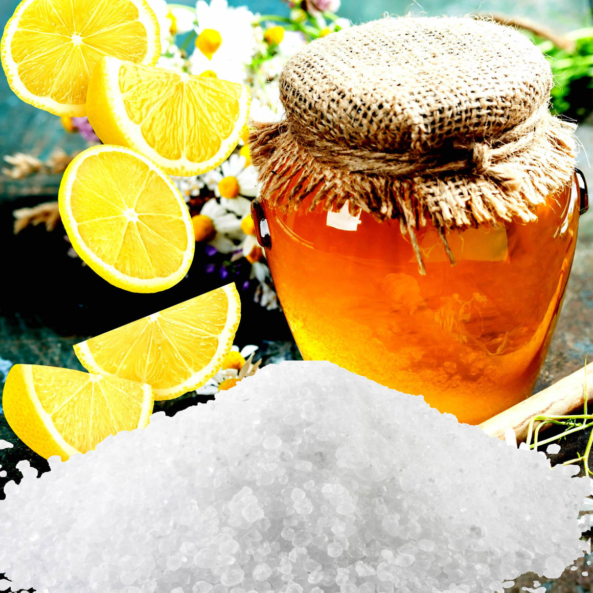 Manuka Honey & Lemon Vegan bath salts and bath soak crystals, cruelty-free and made in Australia. Highly scented, suitable for women and men. Perfect relaxation gift for him or her.