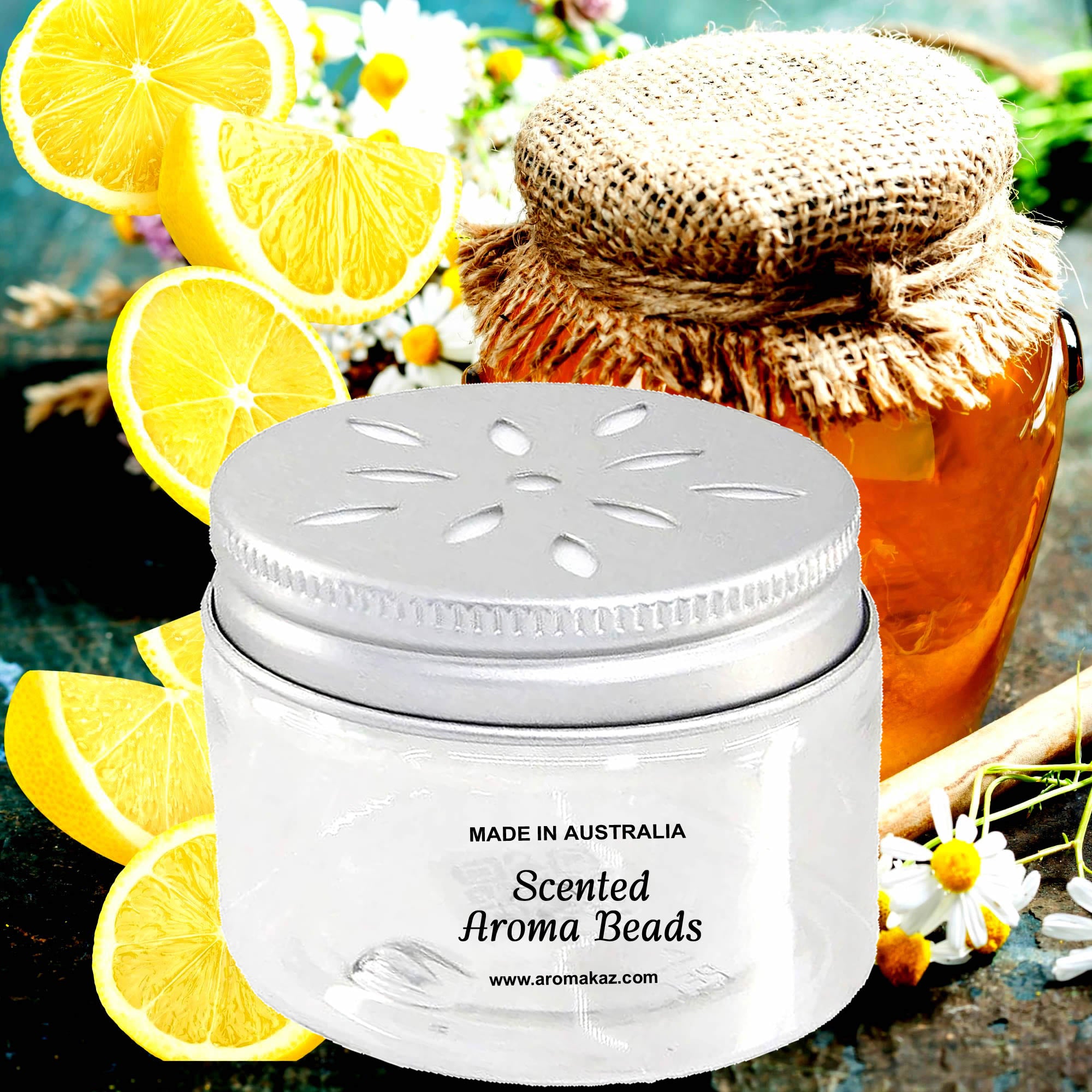 Manuka Honey & Lemon Air Freshener Aroma Beads - Room, Car, Pantry, Pet Areas, Linen