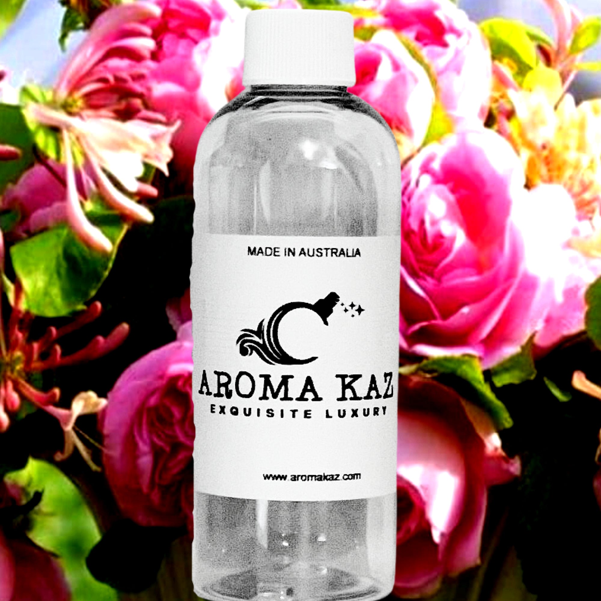 Honeysuckle Roses fragrance oil for candle making, soap making and perfume blending – vegan, cruelty-free featuring romantic rose and sweet honeysuckle blossoms, handmade in Australia.