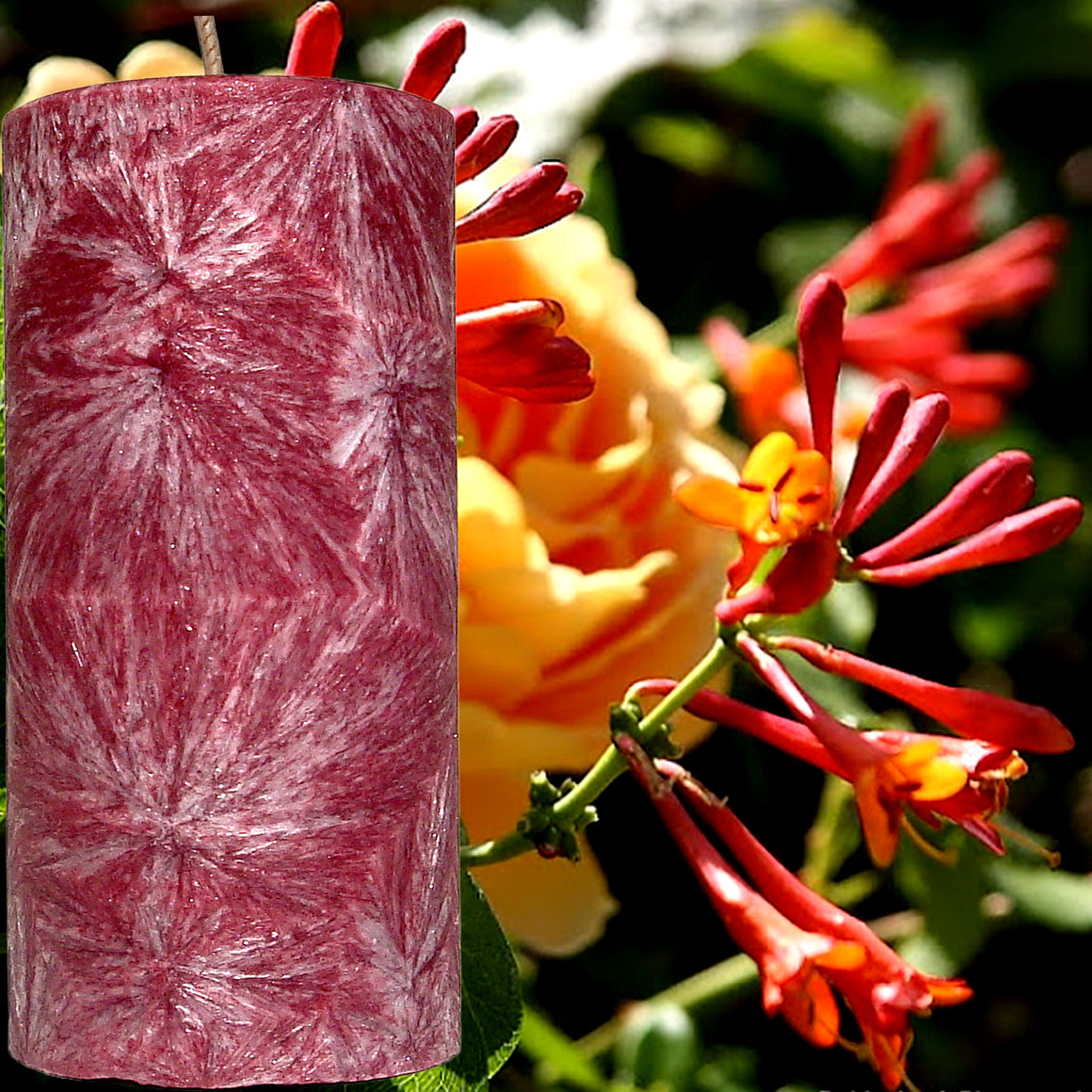 Honeysuckle Jasmine Scented Palm Wax Pillar Candle Hand Poured