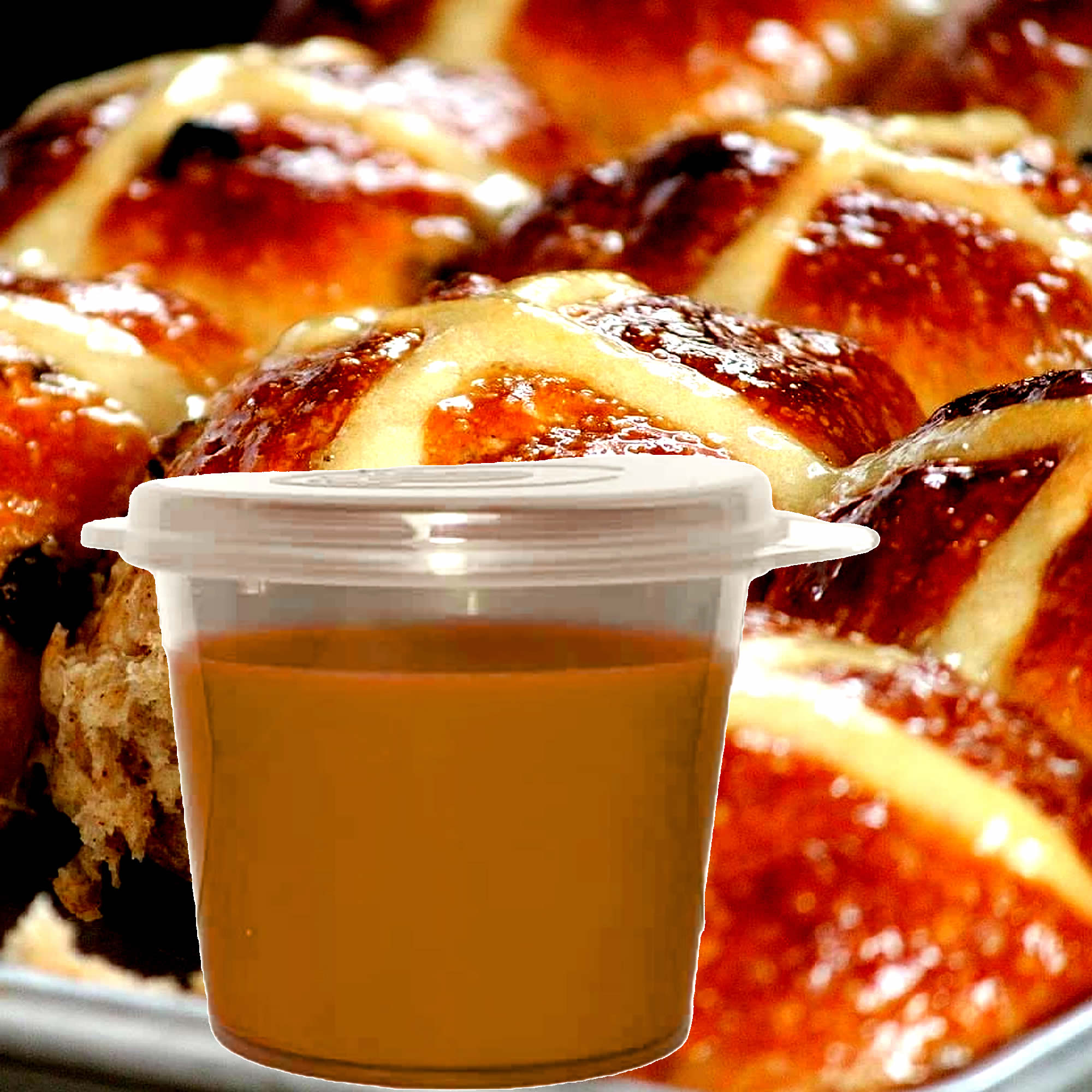 Hot Cross Buns eco soy wax melts – vegan, cruelty-free featuring warm bakery spices, sweet dough, and vanilla icing notes, handmade in Australia.