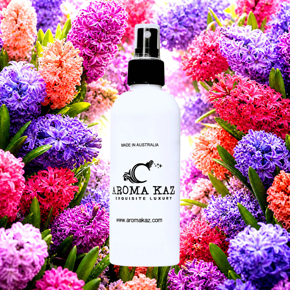 Hyacinth Room Linen Car Air Freshener Spray Deodoriser eco-friendly vegan, cruelty-free body fragrance featuring fresh spring hyacinth florals, made in Australia.