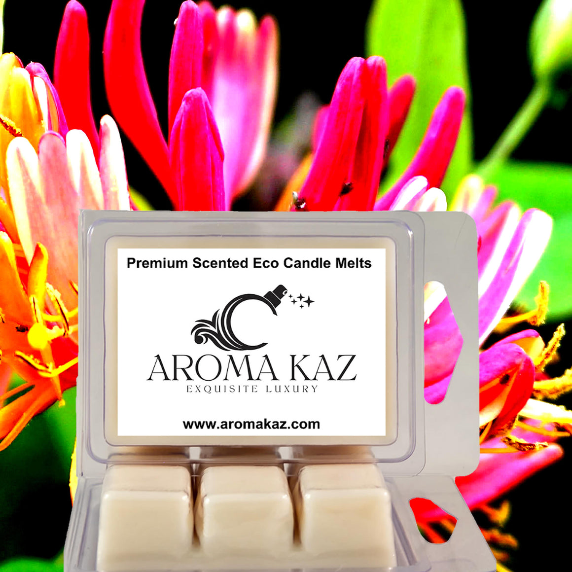 Japanese Honeysuckle eco soy wax melts – vegan, cruelty-free featuring sweet honeysuckle blossoms, handmade in Australia.