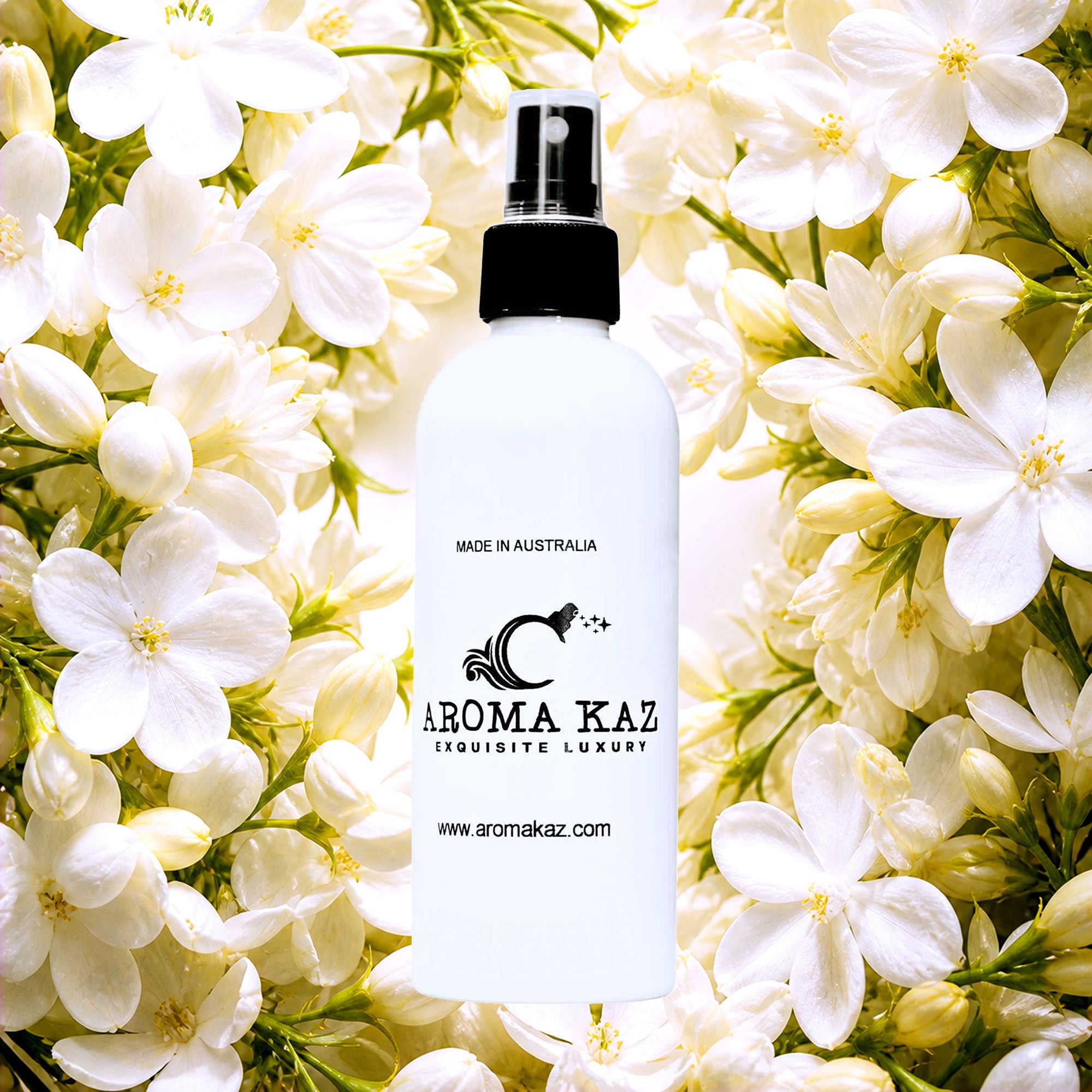 Jasmine Room Linen Car Air Freshener Spray Deodoriser eco-friendly vegan, cruelty-free body fragrance featuring sweet romantic jasmine florals, made in Australia.