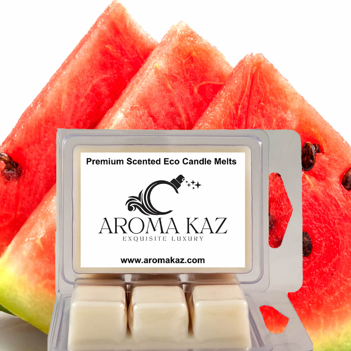Juicy Watermelon eco soy wax melts – vegan, cruelty-free featuring summer fresh juicy watermelon aroma, handmade in Australia.
