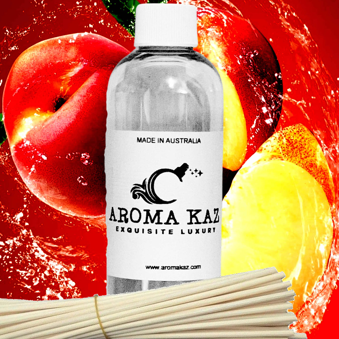 Juicy Peaches Diffuser Fragrance Oil with Reeds – Vegan Cruelty-Free Home Aroma