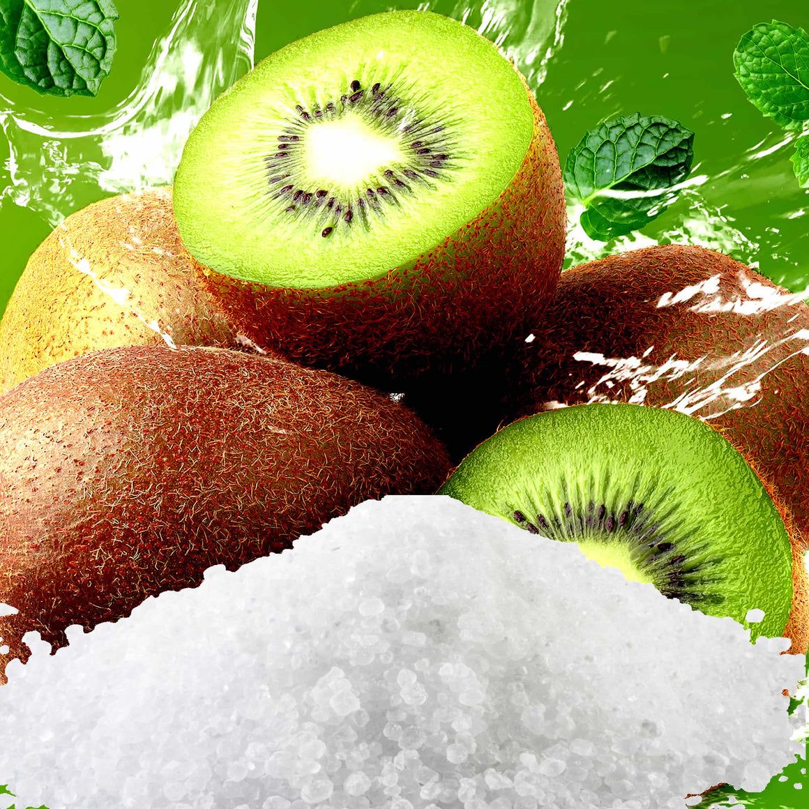 Kiwi Fruit Vegan bath salts and bath soak crystals, cruelty-free and made in Australia. Highly scented, suitable for women and men. Perfect relaxation gift for him or her.