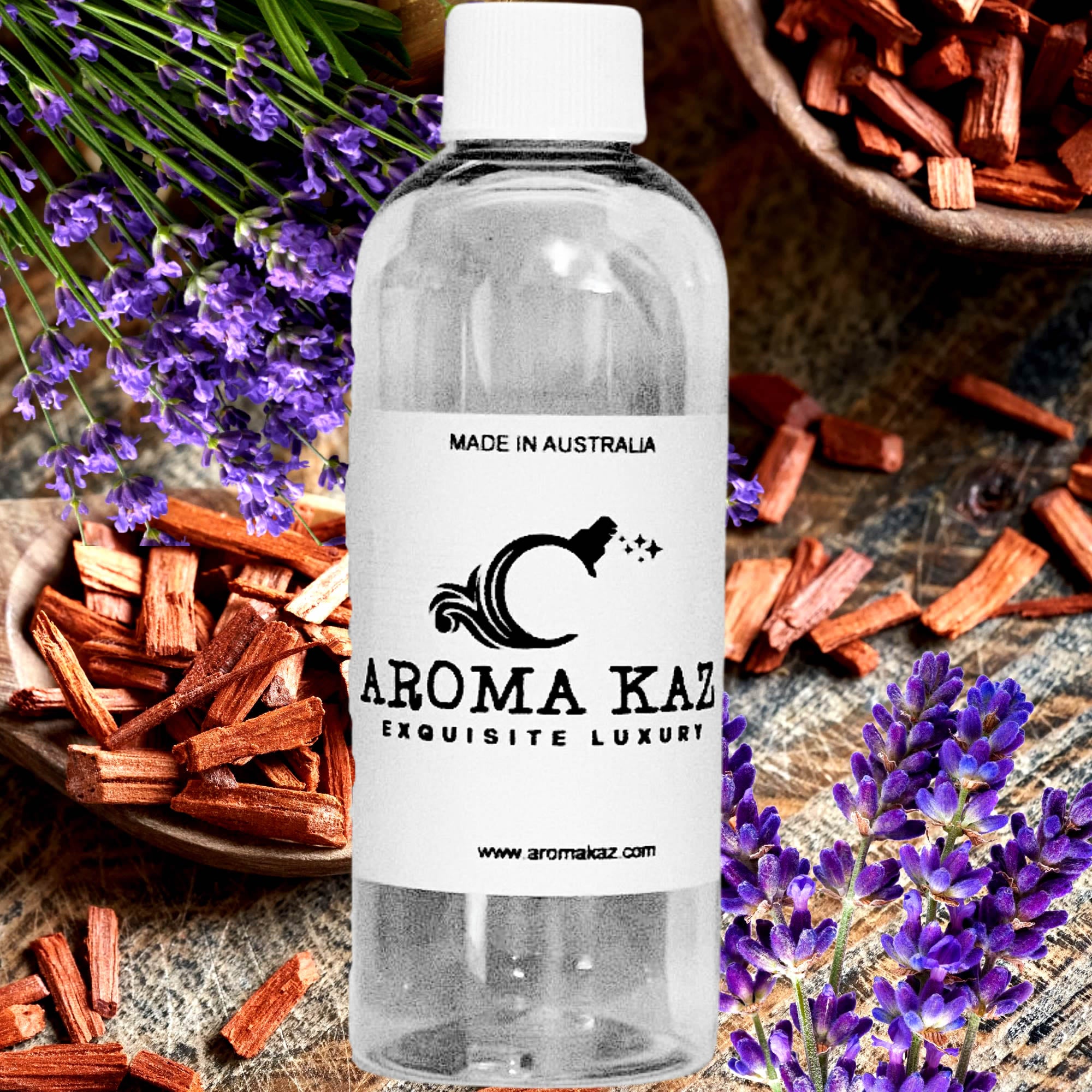 Lavender & Sandalwood fragrance oil for candle making, soap making and perfume blending – vegan, cruelty-free featuring floral fresh lavender and warm sandalwood notes, handmade in Australia.