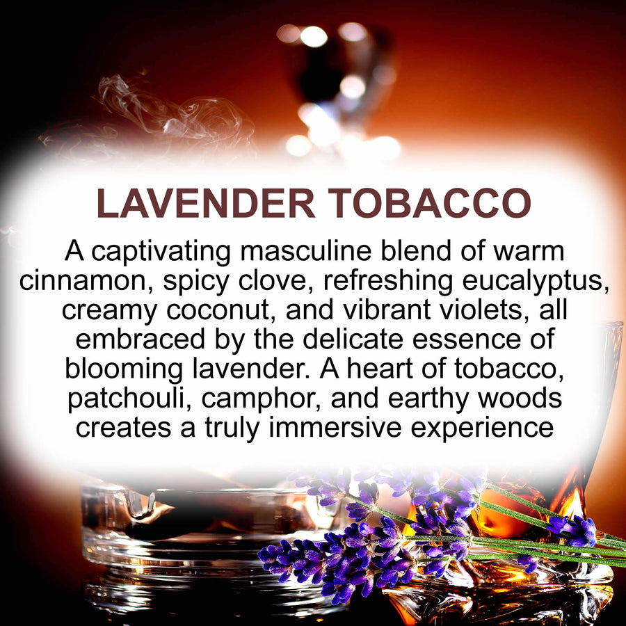 Lavender Tobacco Fragrance Roll On – vegan, cruelty-free perfume roll on featuring floral fresh lavender, rich patchouli, warm spices and tobacco notes, handmade in Australia.