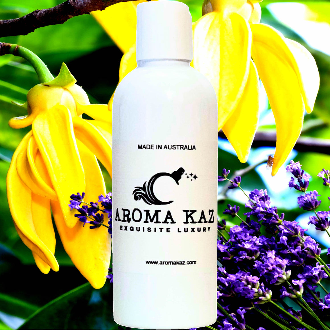 Lavender & Ylang Ylang Body Massage Oil – vegan, cruelty-free, plant-based hydrating oil with floral lavender and sensual exotic ylang ylang, handmade in Australia.