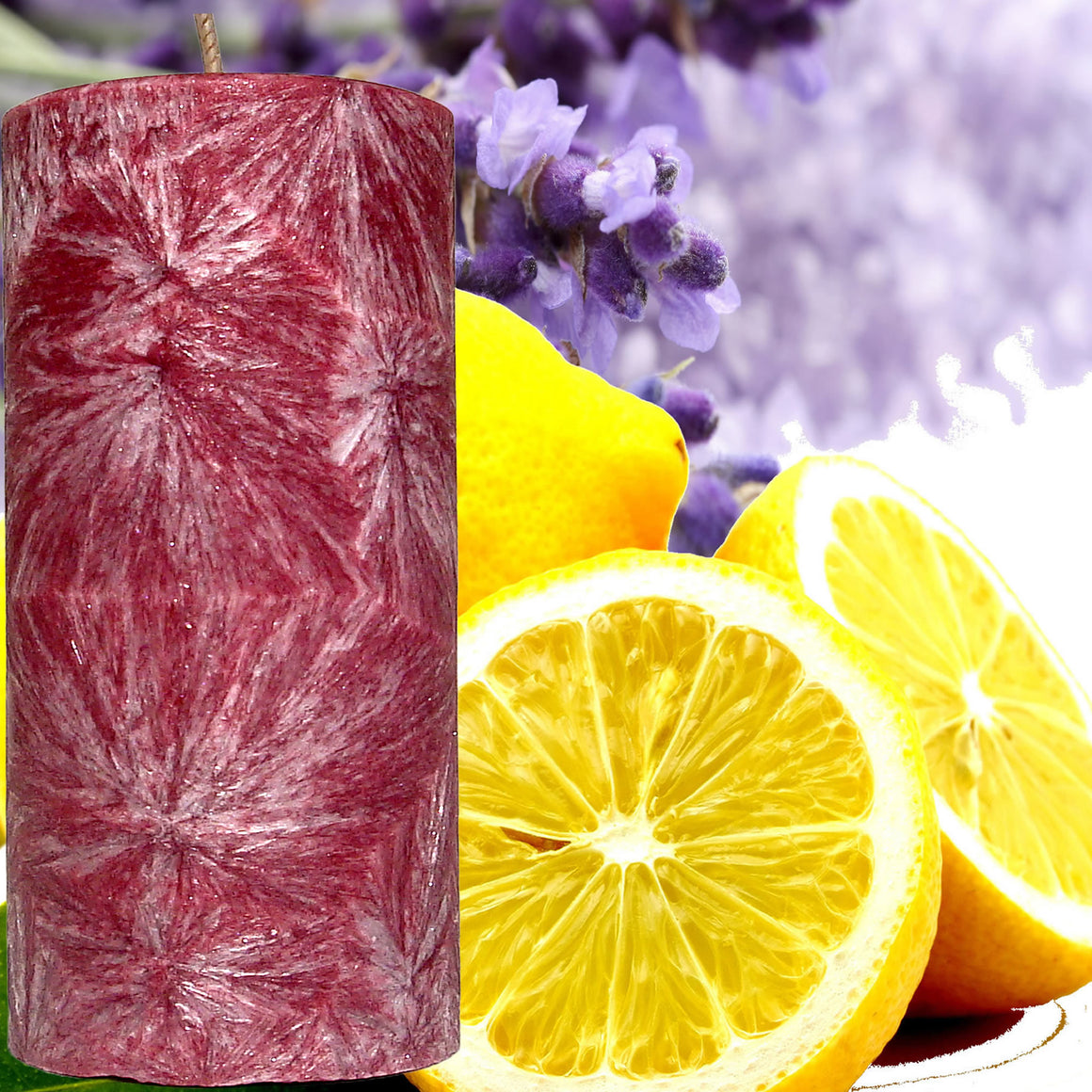 Lavender & Lemon Scented Palm Wax Pillar Candle Hand Poured