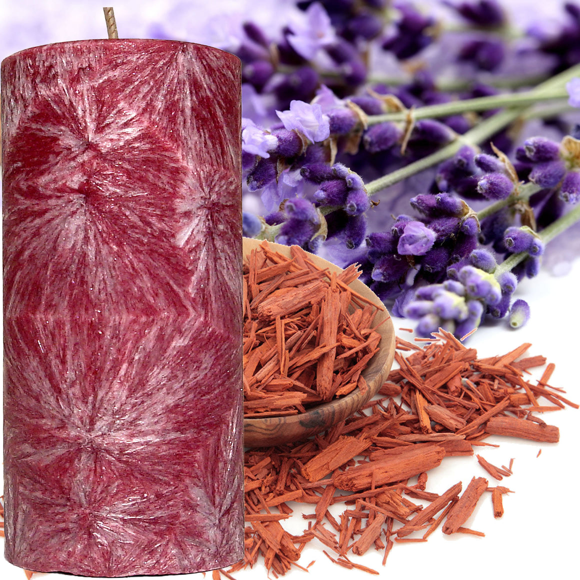 Lavender & Sandalwood Scented Palm Wax Pillar Candle Hand Poured