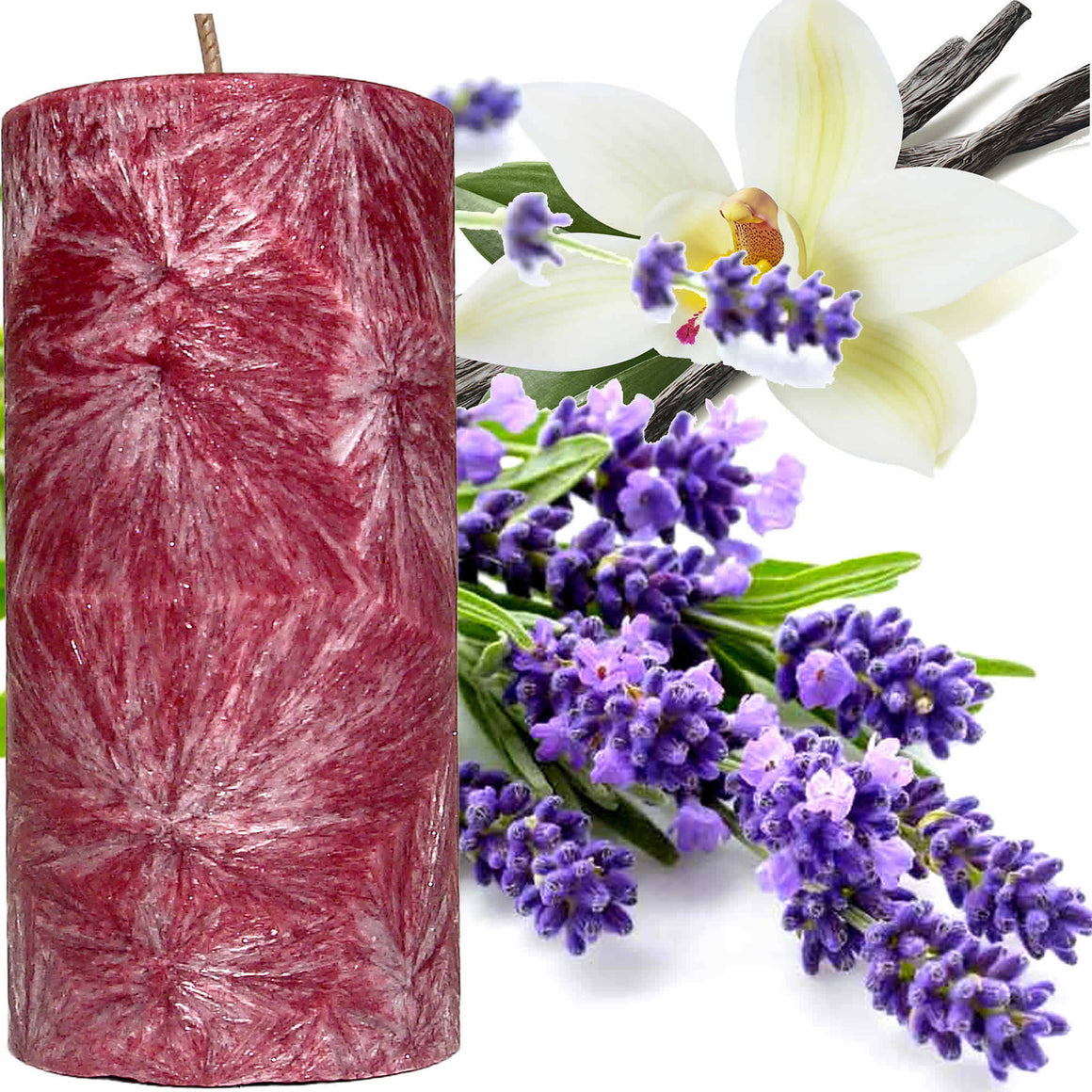 Lavender & Vanilla Scented Palm Wax Pillar Candle Hand Poured