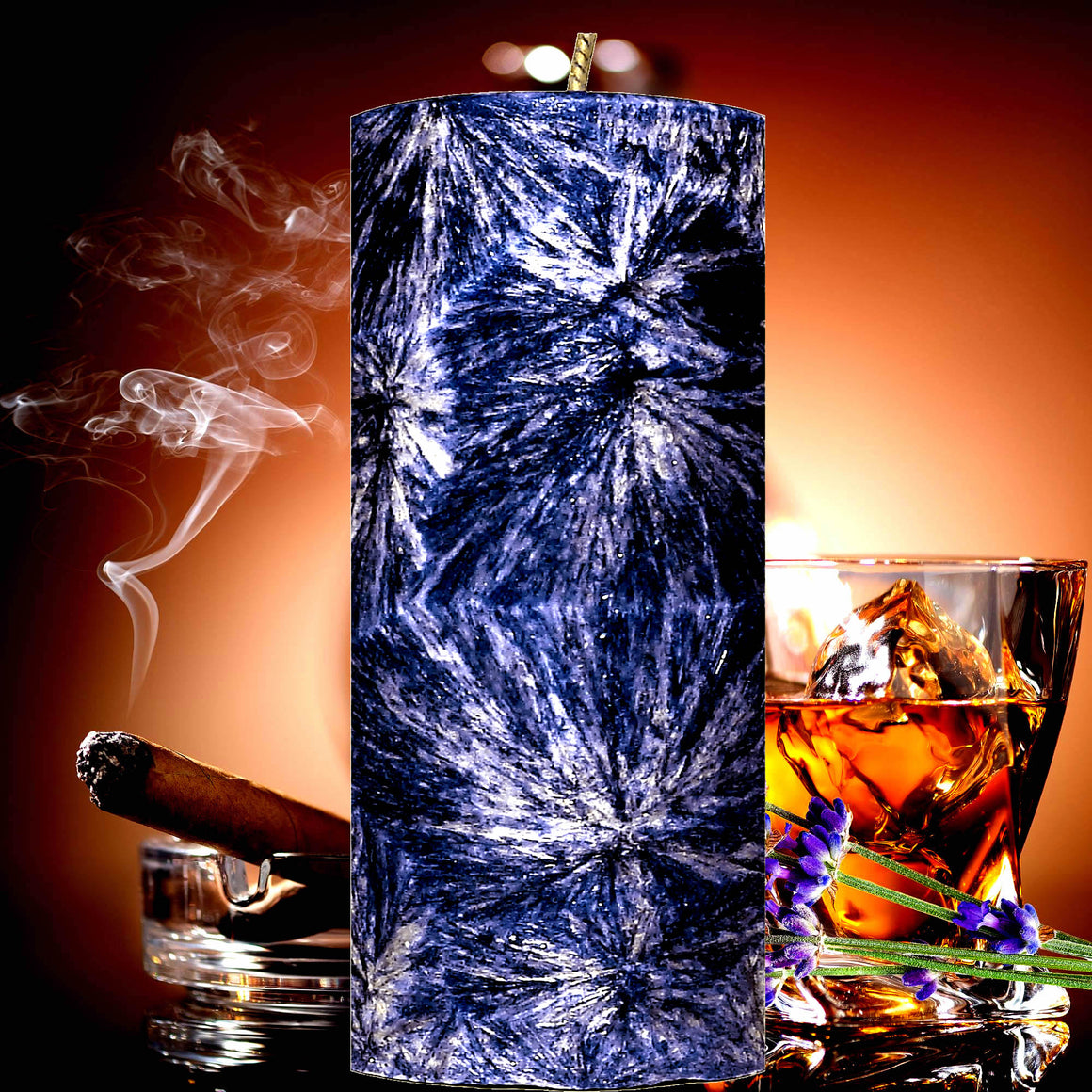 Lavender Tobacco Palm Wax Pillar Candle