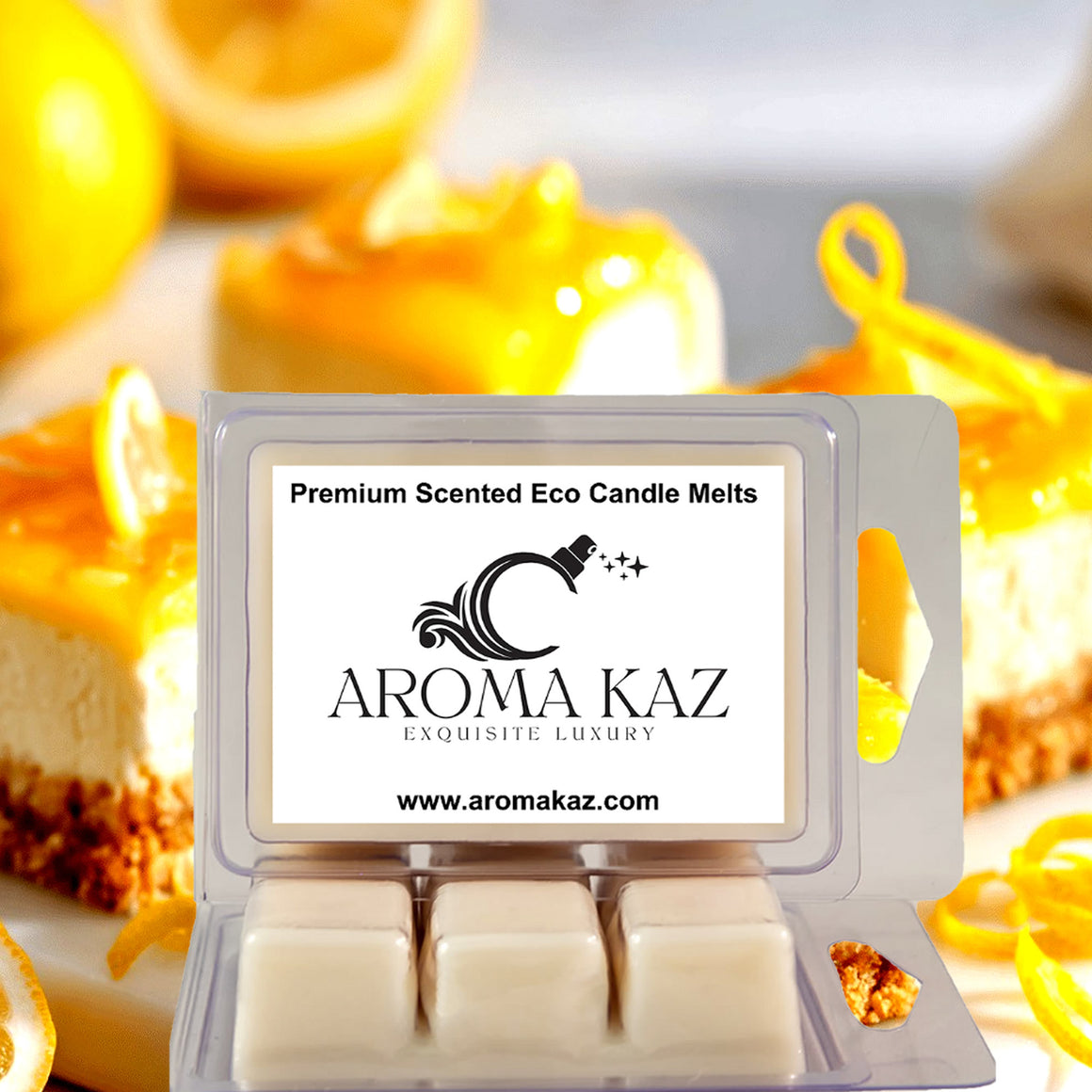 Lemon Cheesecake eco soy wax melts – vegan, cruelty-free featuring sweet creamy lemon dessert aroma, handmade in Australia.