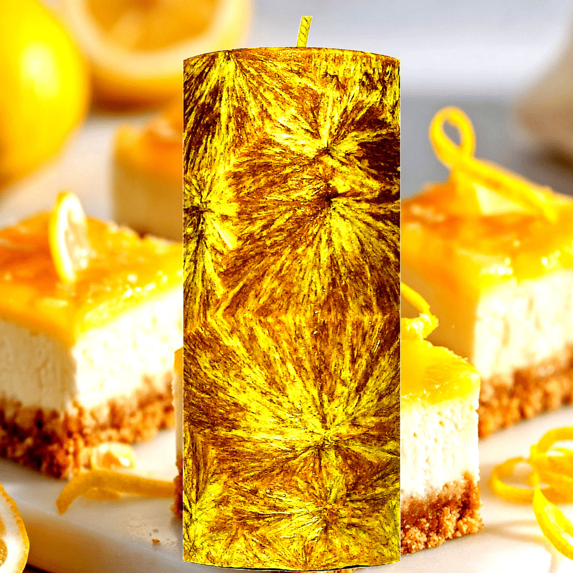 Lemon Cheesecake Pillar Candle – Plant-Based, Eco-Friendly, Vegan, Cruelty Free