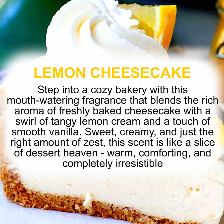 Lemon Cheesecake fragrance oil for candle making, soap making and perfume blending – vegan, cruelty-free featuring sweet creamy lemon dessert aroma, handmade in Australia.