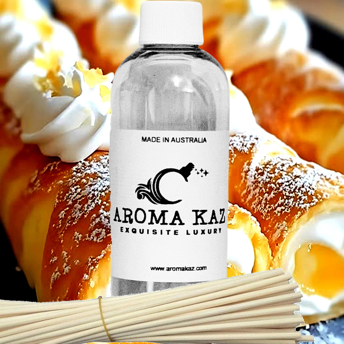 Lemon Cream Croissants Diffuser Fragrance Oil with Reeds – Vegan Cruelty-Free Home Aroma