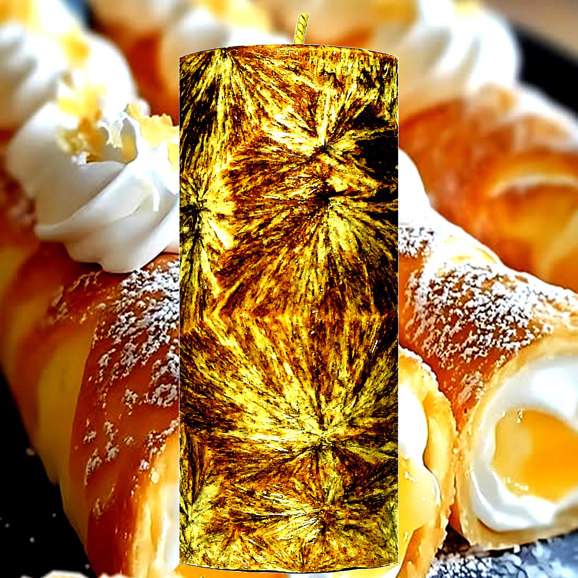 Lemon Cream Croissants Pillar Candle – Plant-Based, Eco-Friendly, Vegan, Cruelty Free