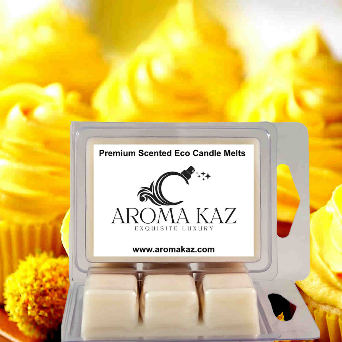 Lemon Cupcakes eco soy wax melts – vegan, cruelty-free featuring sweet frosted lemon cupcake scent, handmade in Australia.