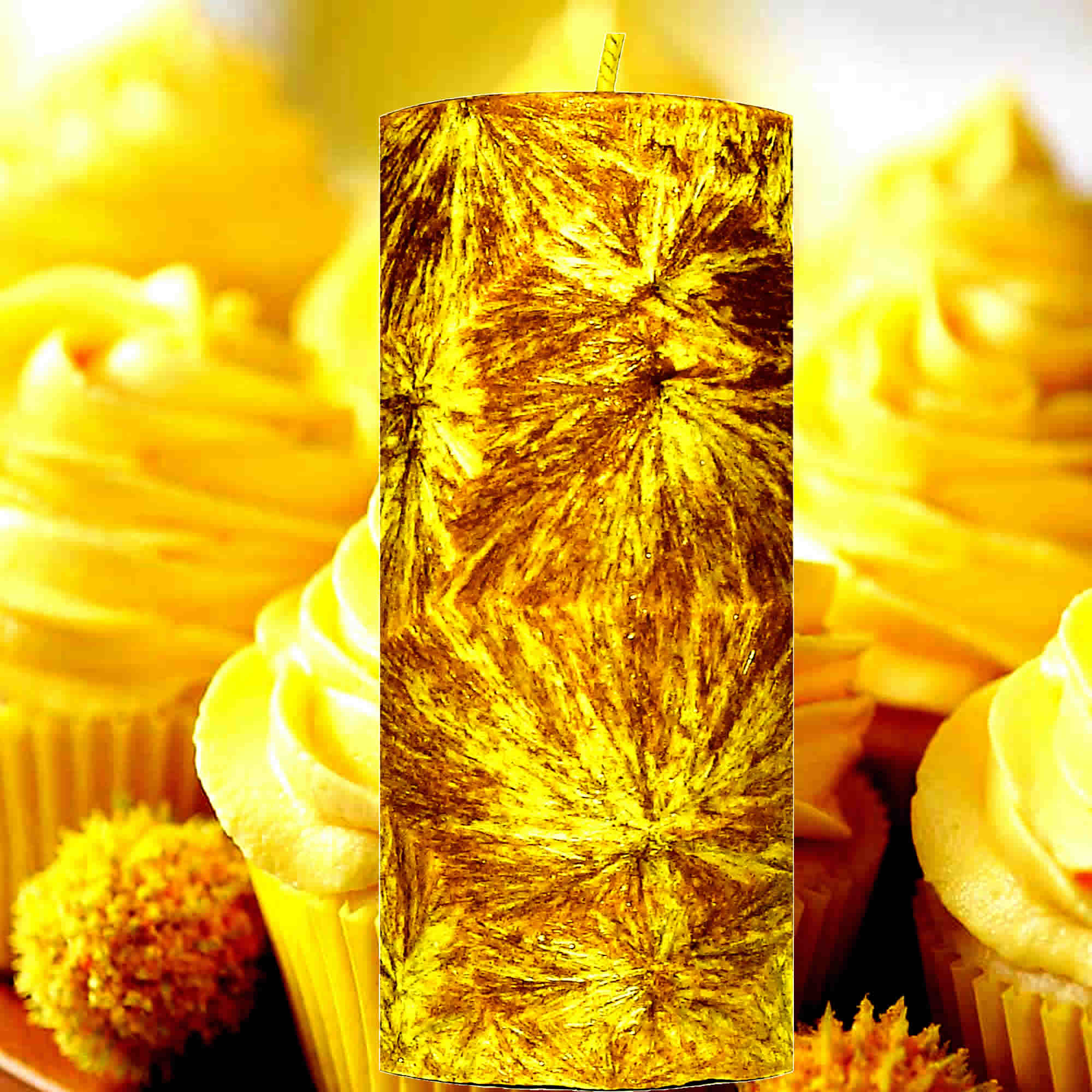 Lemon Cupcakes Pillar Candle – Plant-Based, Eco-Friendly, Vegan, Cruelty Free