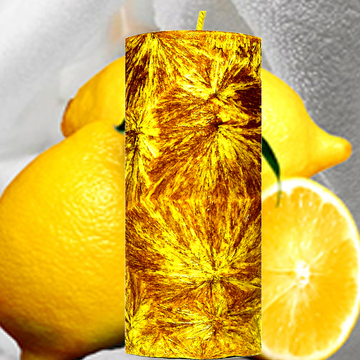 Lemon Fresh Linen Pillar Candle – Plant-Based, Eco-Friendly, Vegan, Cruelty Free