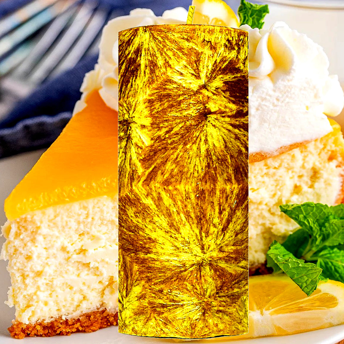 Lemon Cheesecake Pillar Candle – Plant-Based, Eco-Friendly, Vegan, Cruelty Free