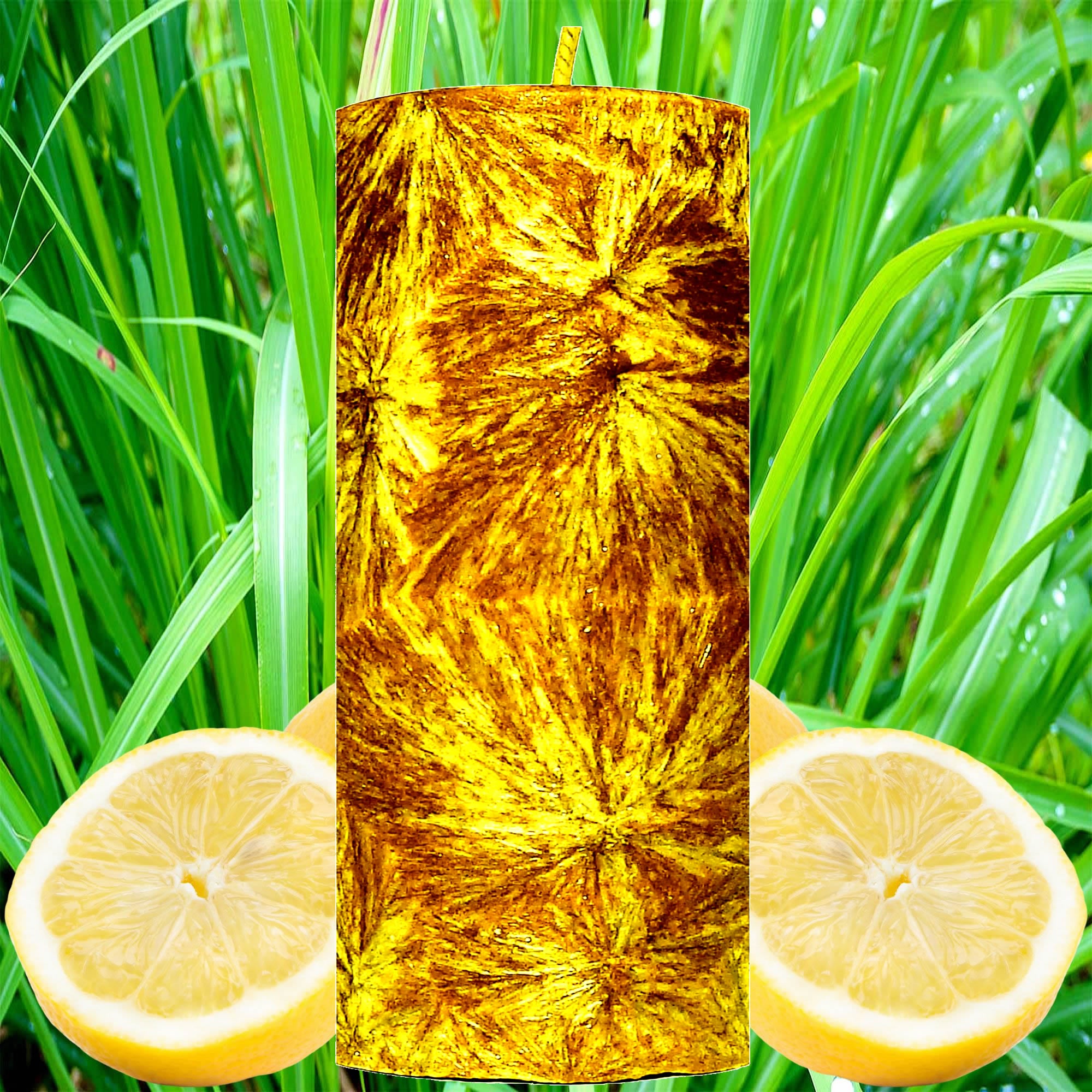 Lemon Citronella Pillar Candle – Plant-Based, Eco-Friendly, Vegan, Cruelty Free
