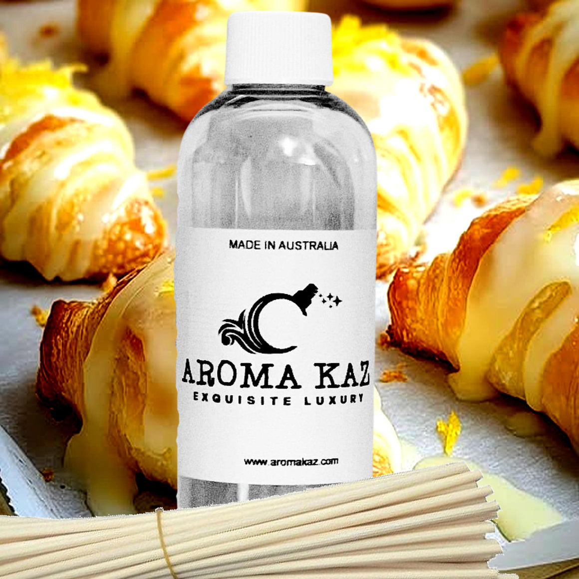 Lemon Cream Croissants Diffuser Fragrance Oil Refill – Vegan, Cruelty-Free, Made in Australia – Long-Lasting Air Freshener for use with Rattan Reeds – Not for Electric Diffusers
