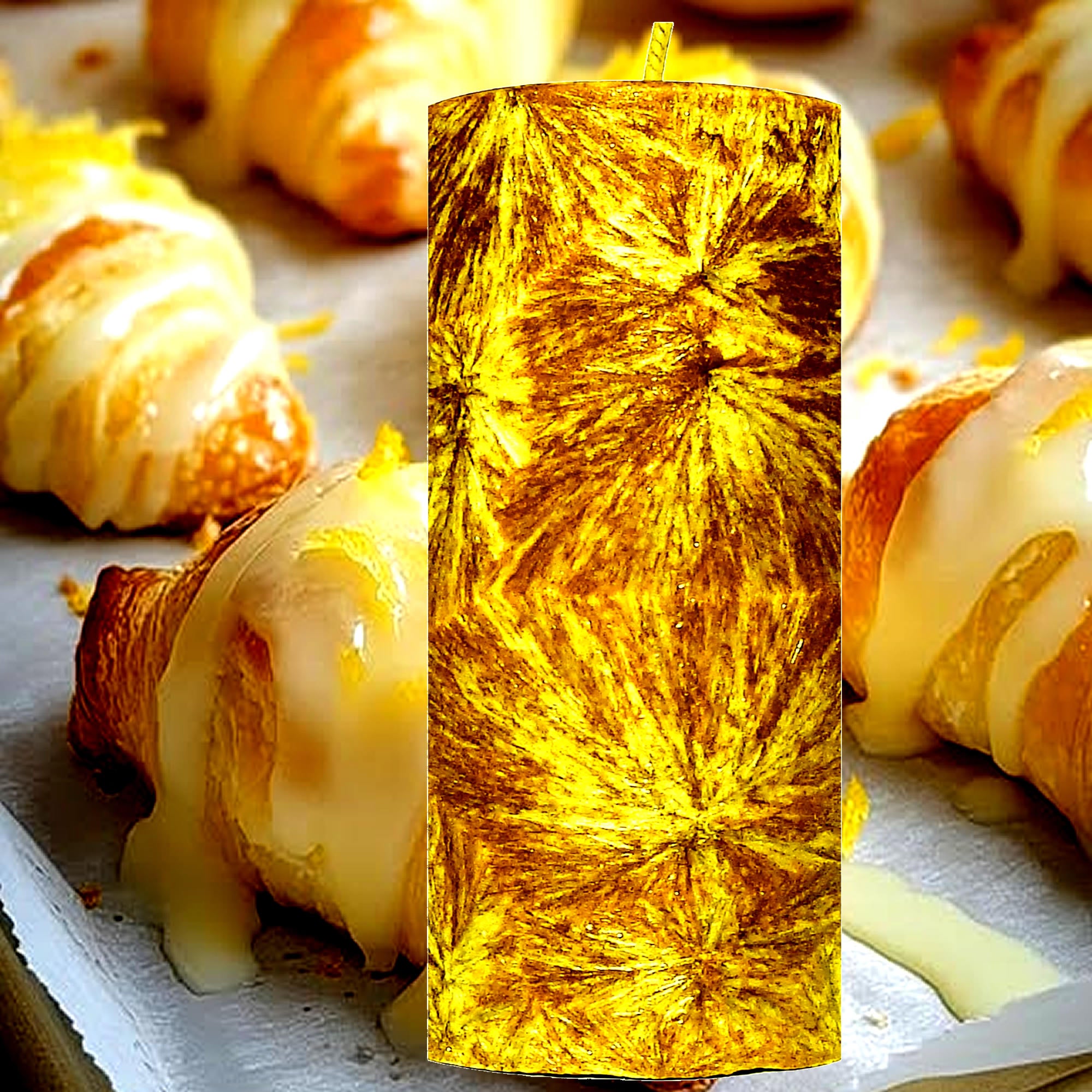 Lemon Cream Croissants Pillar Candle – Plant-Based, Eco-Friendly, Vegan, Cruelty Free