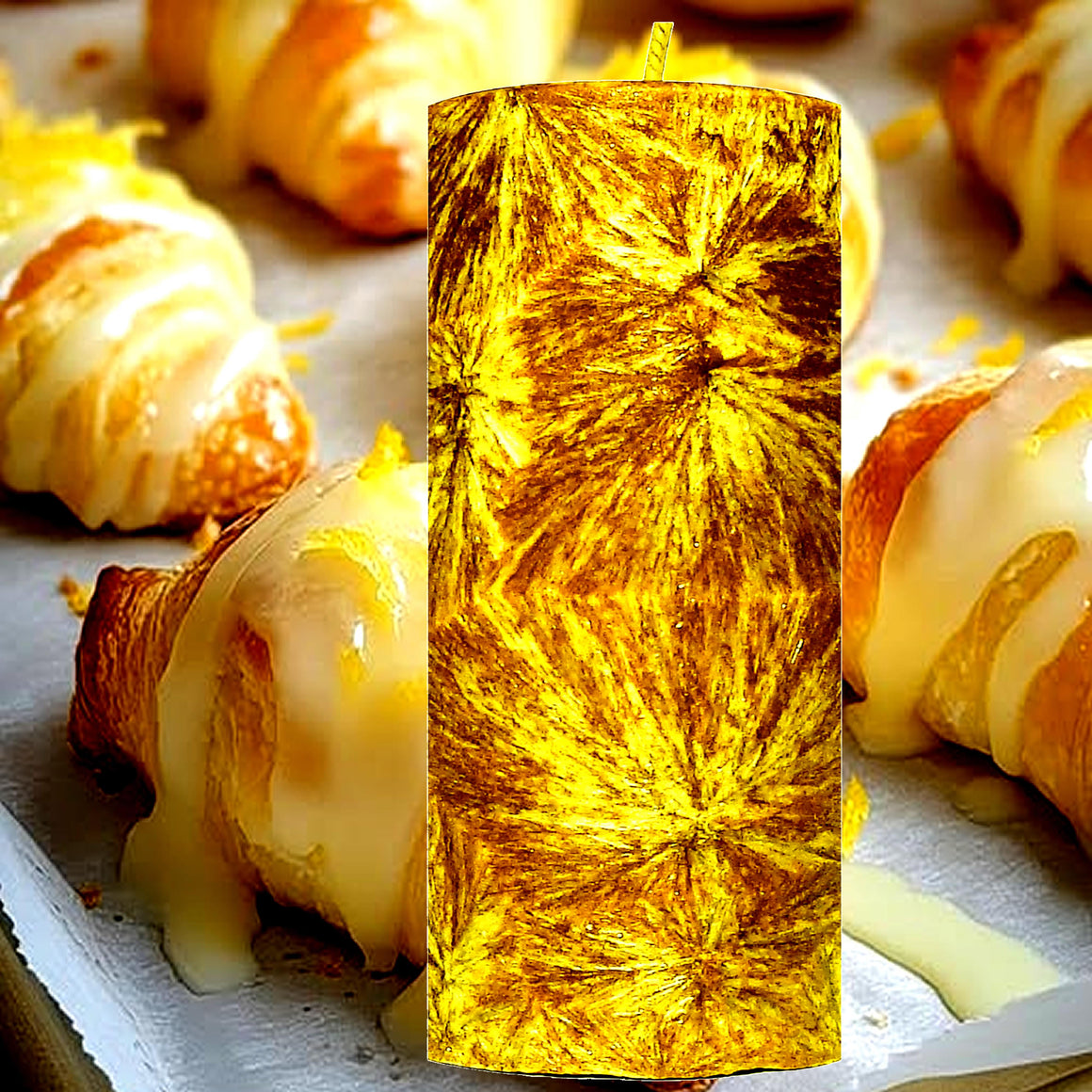 Lemon Cream Croissants Pillar Candle – Plant-Based, Eco-Friendly, Vegan, Cruelty Free