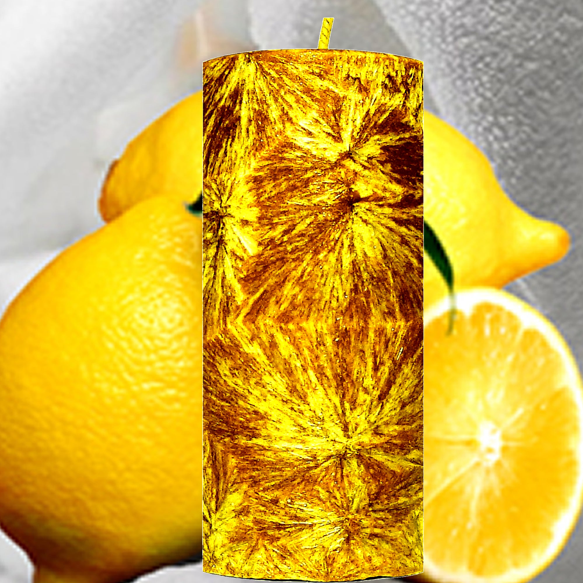 Lemon Fresh Linen Pillar Candle – Plant-Based, Eco-Friendly, Vegan, Cruelty Free